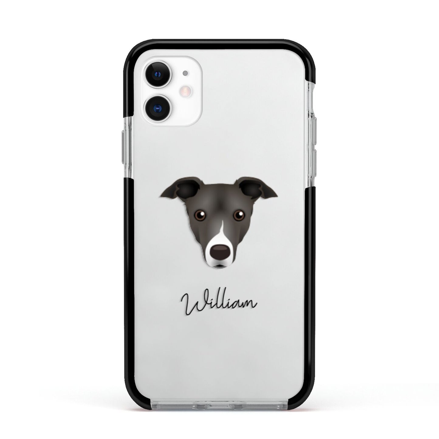 Italian Greyhound Personalised Apple iPhone 11 in White with Black Impact Case