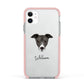Italian Greyhound Personalised Apple iPhone 11 in White with Pink Impact Case