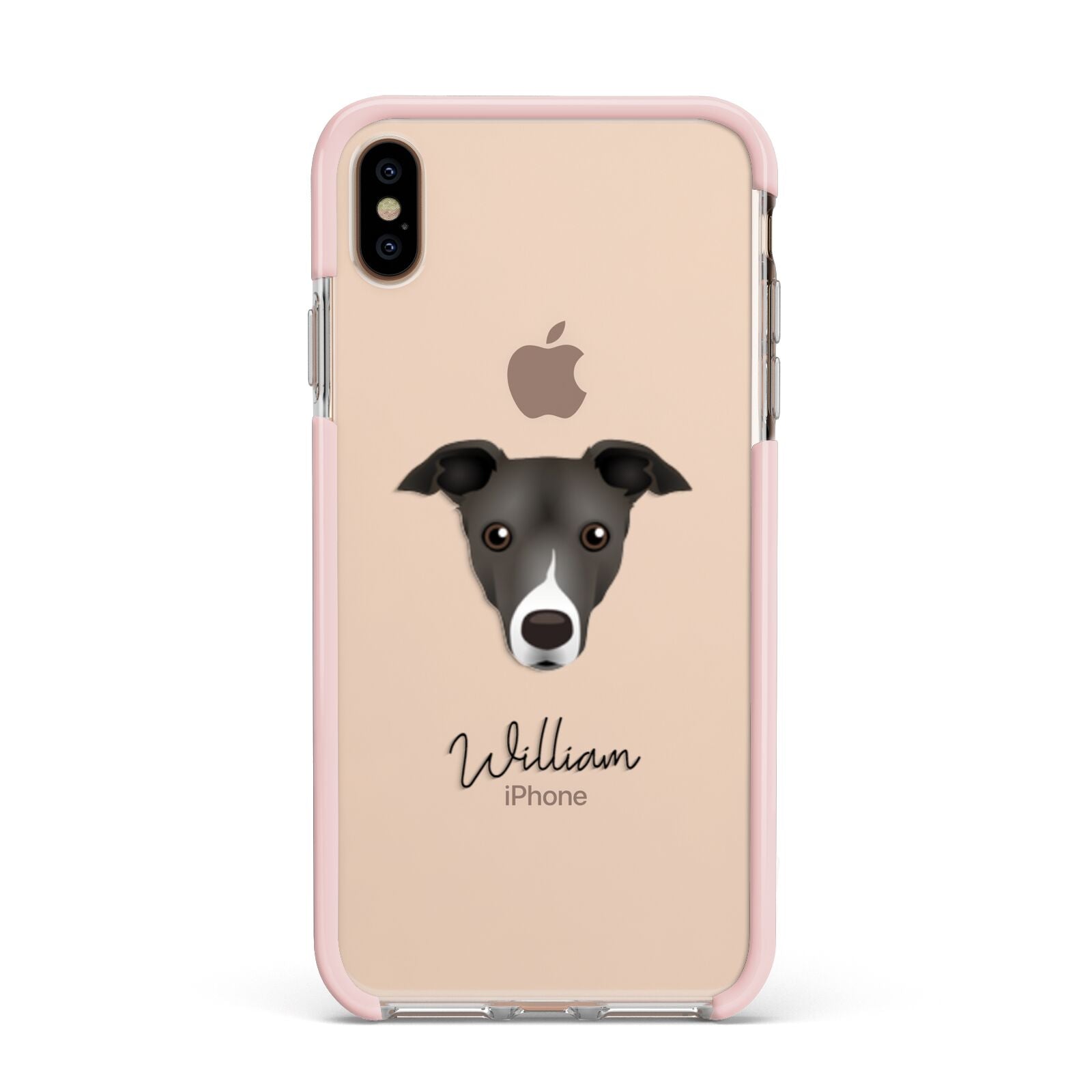 Italian Greyhound Personalised Apple iPhone Xs Max Impact Case Pink Edge on Gold Phone