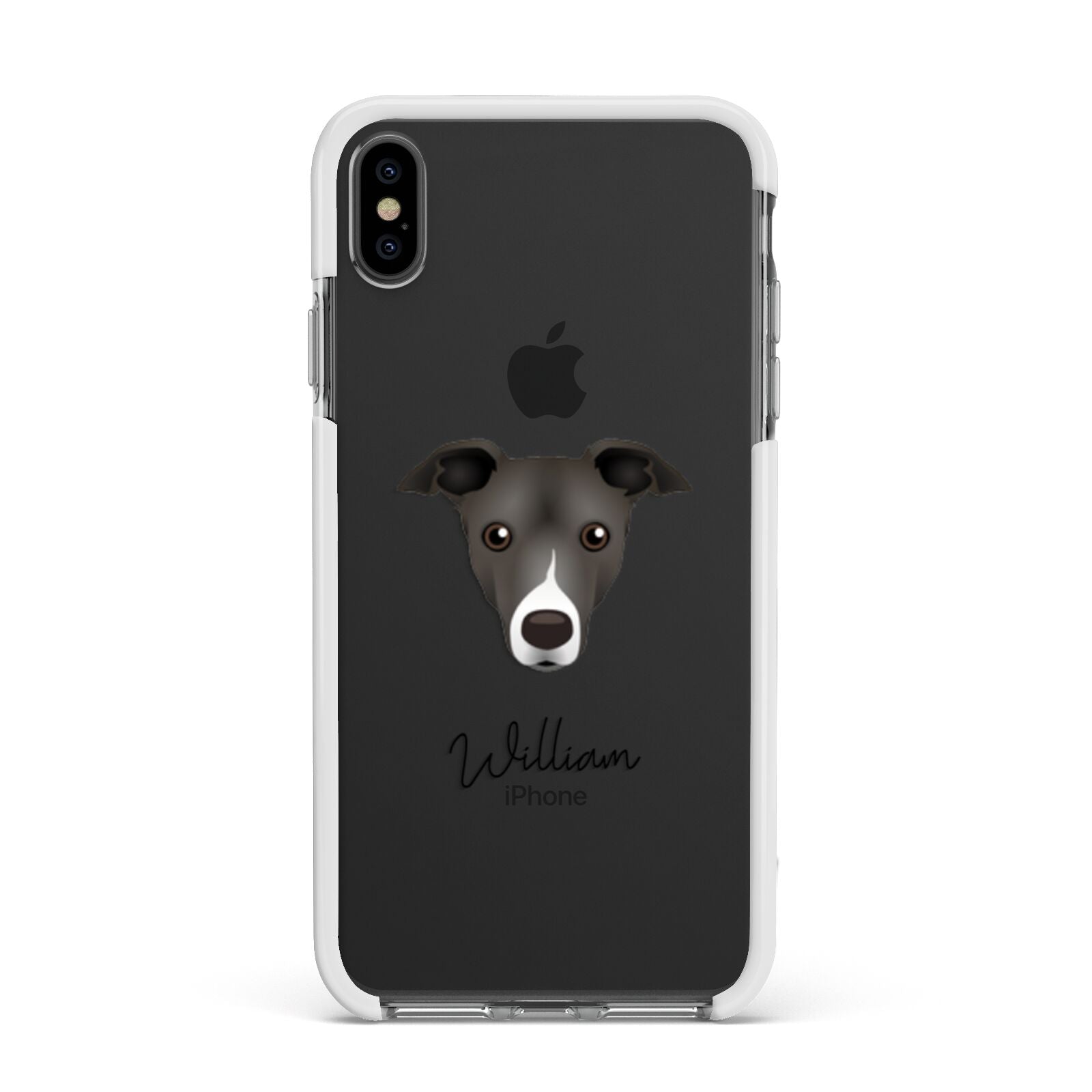Italian Greyhound Personalised Apple iPhone Xs Max Impact Case White Edge on Black Phone