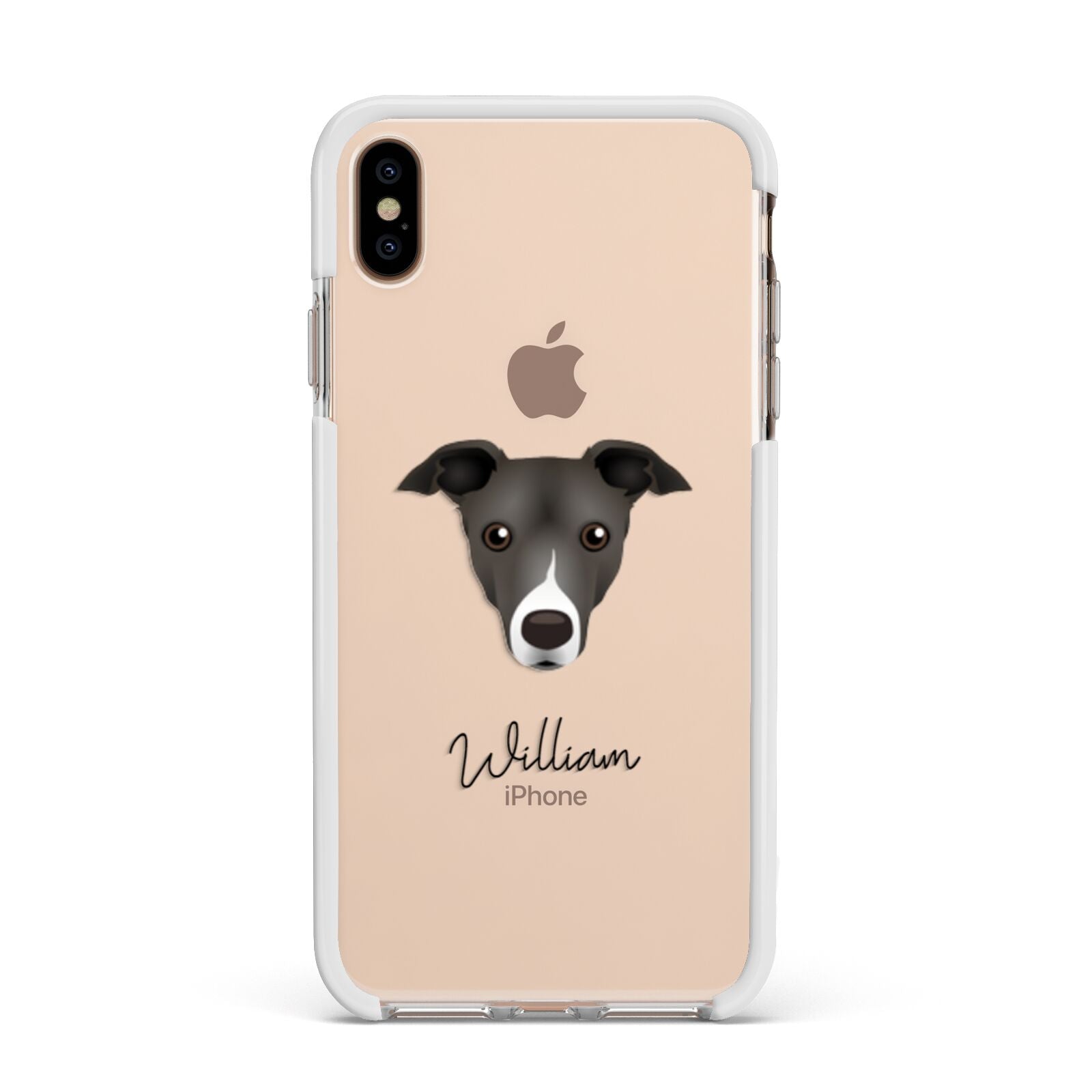 Italian Greyhound Personalised Apple iPhone Xs Max Impact Case White Edge on Gold Phone