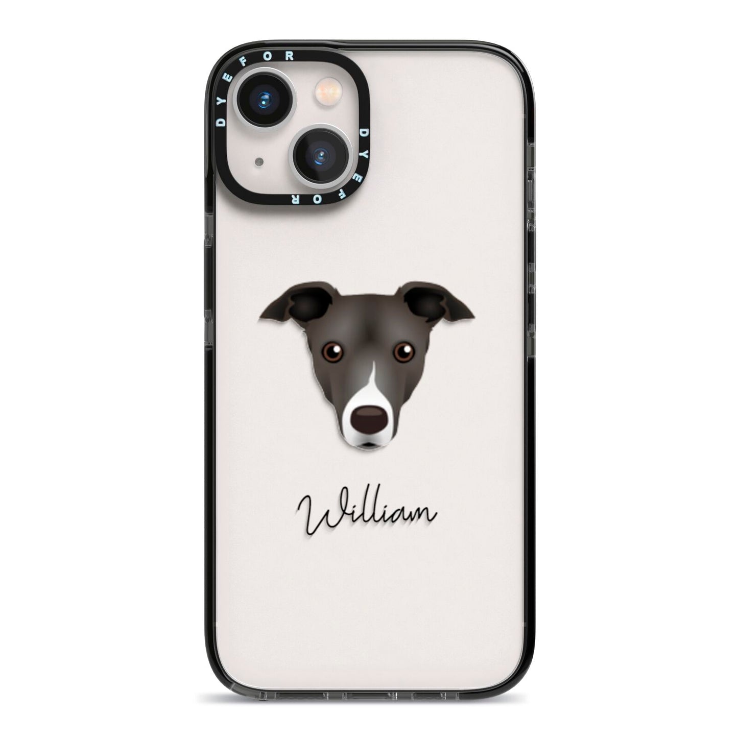 Italian Greyhound Personalised iPhone 13 Black Impact Case on Silver phone