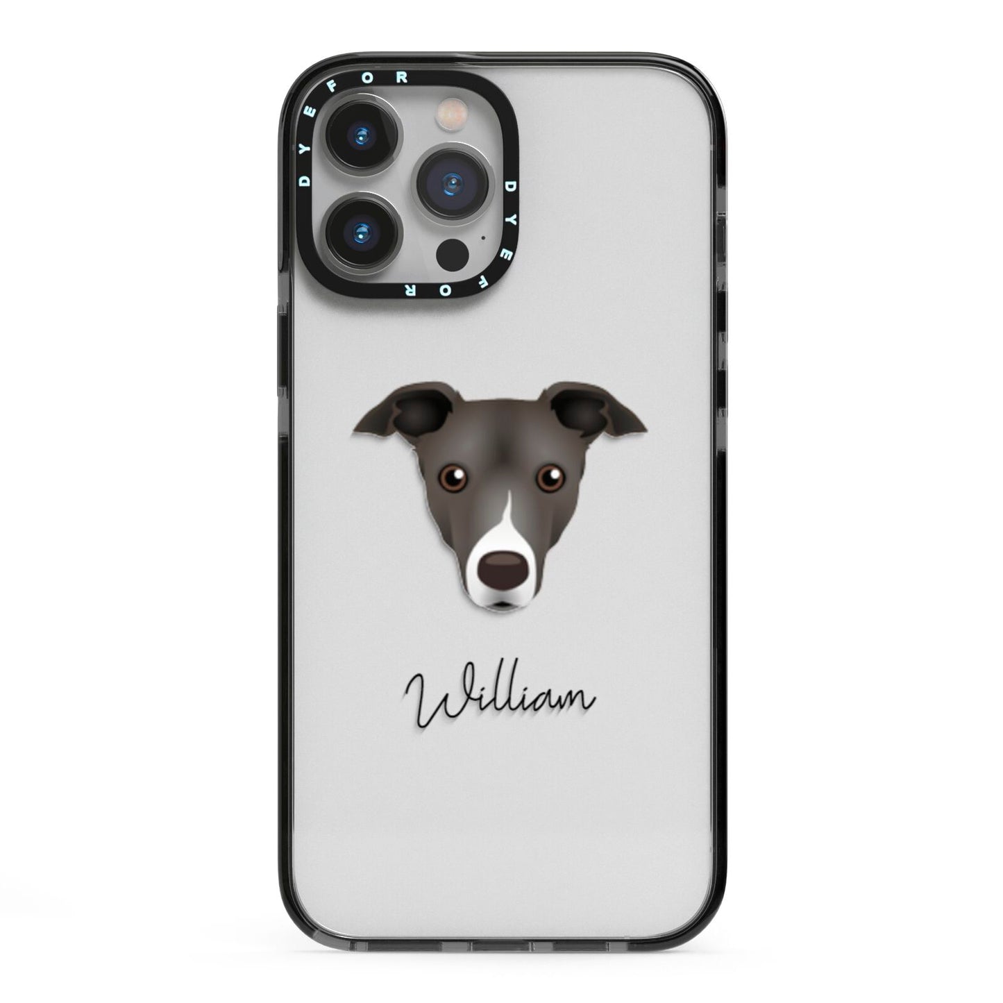 Italian Greyhound Personalised iPhone 13 Pro Max Black Impact Case on Silver phone