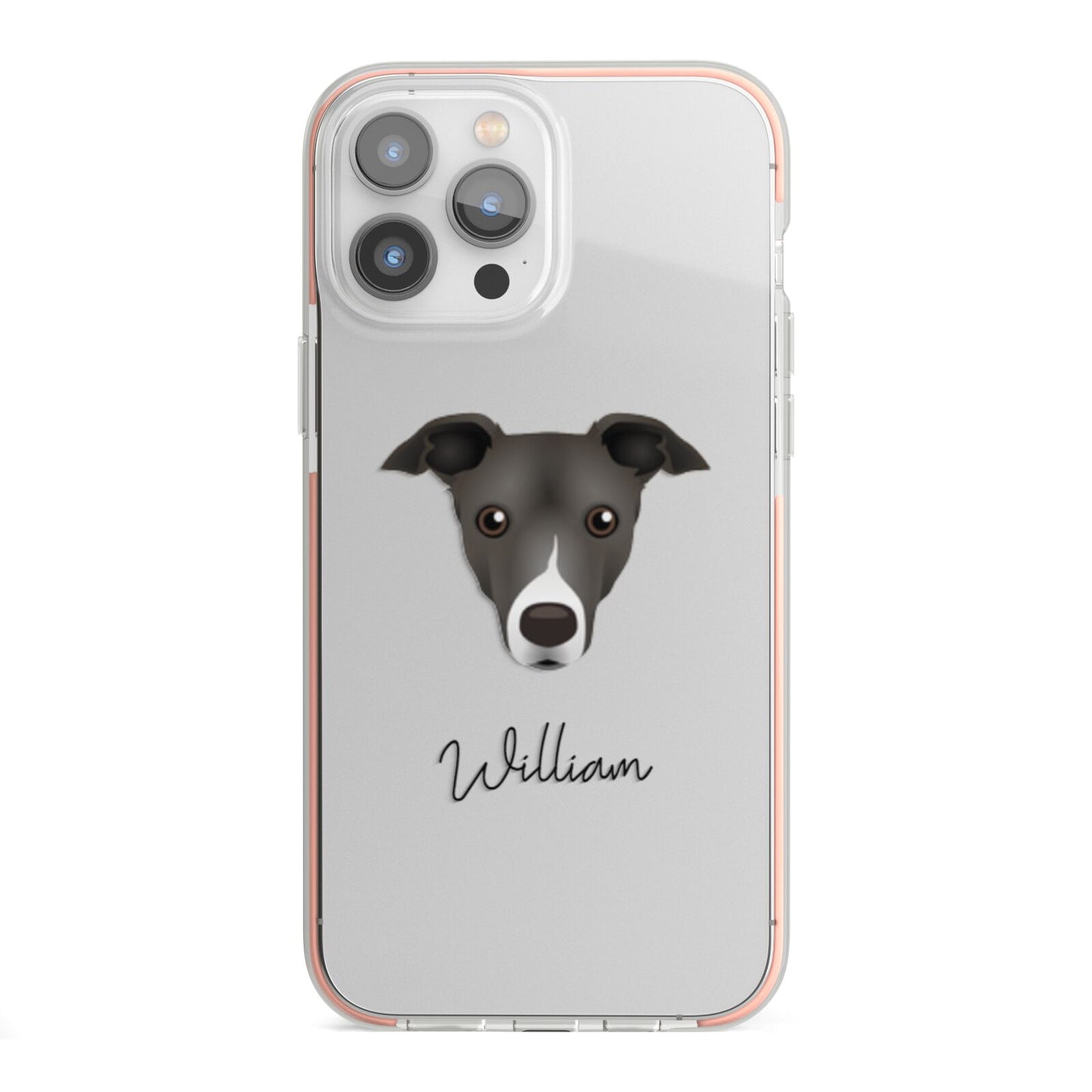 Italian Greyhound Personalised iPhone 13 Pro Max TPU Impact Case with Pink Edges