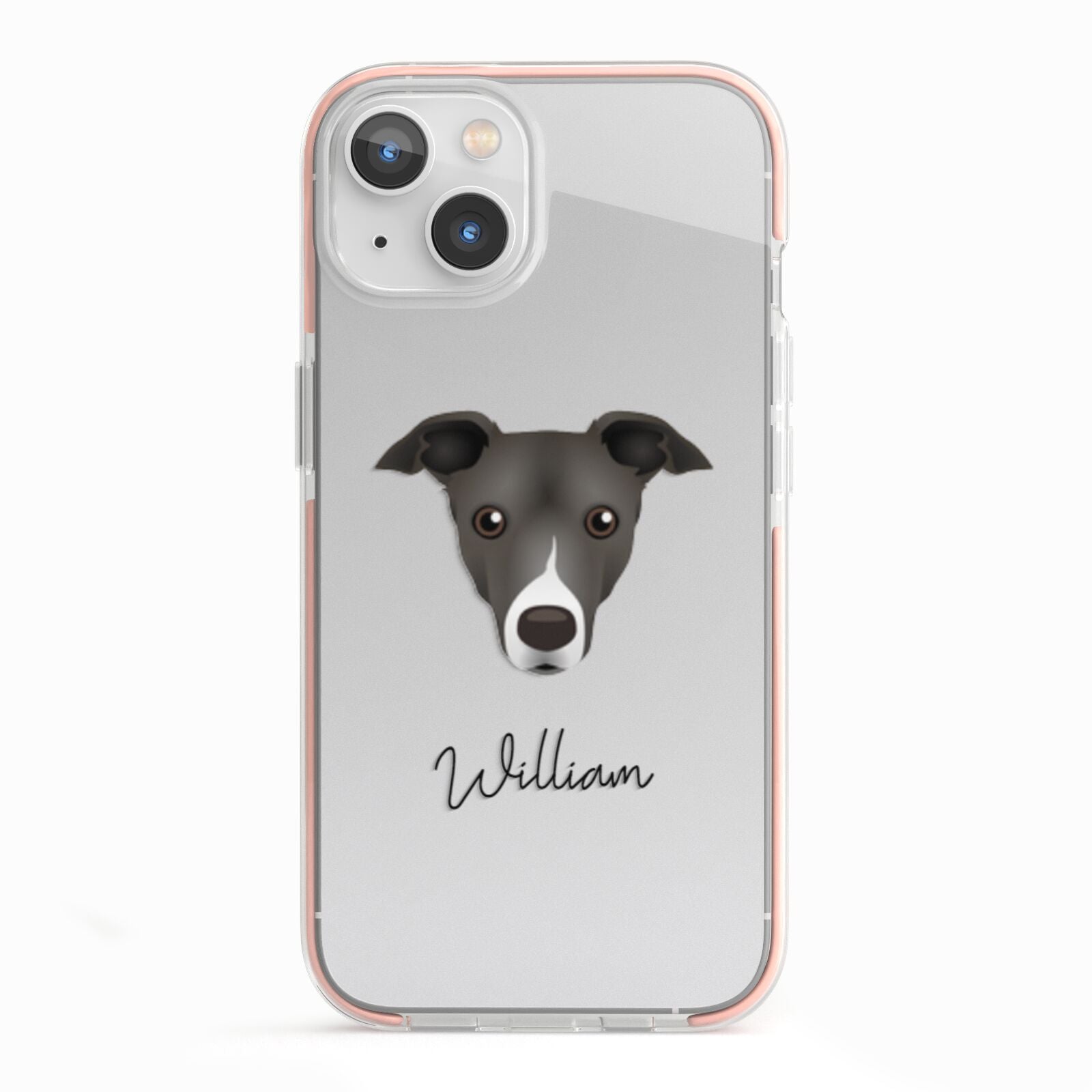 Italian Greyhound Personalised iPhone 13 TPU Impact Case with Pink Edges