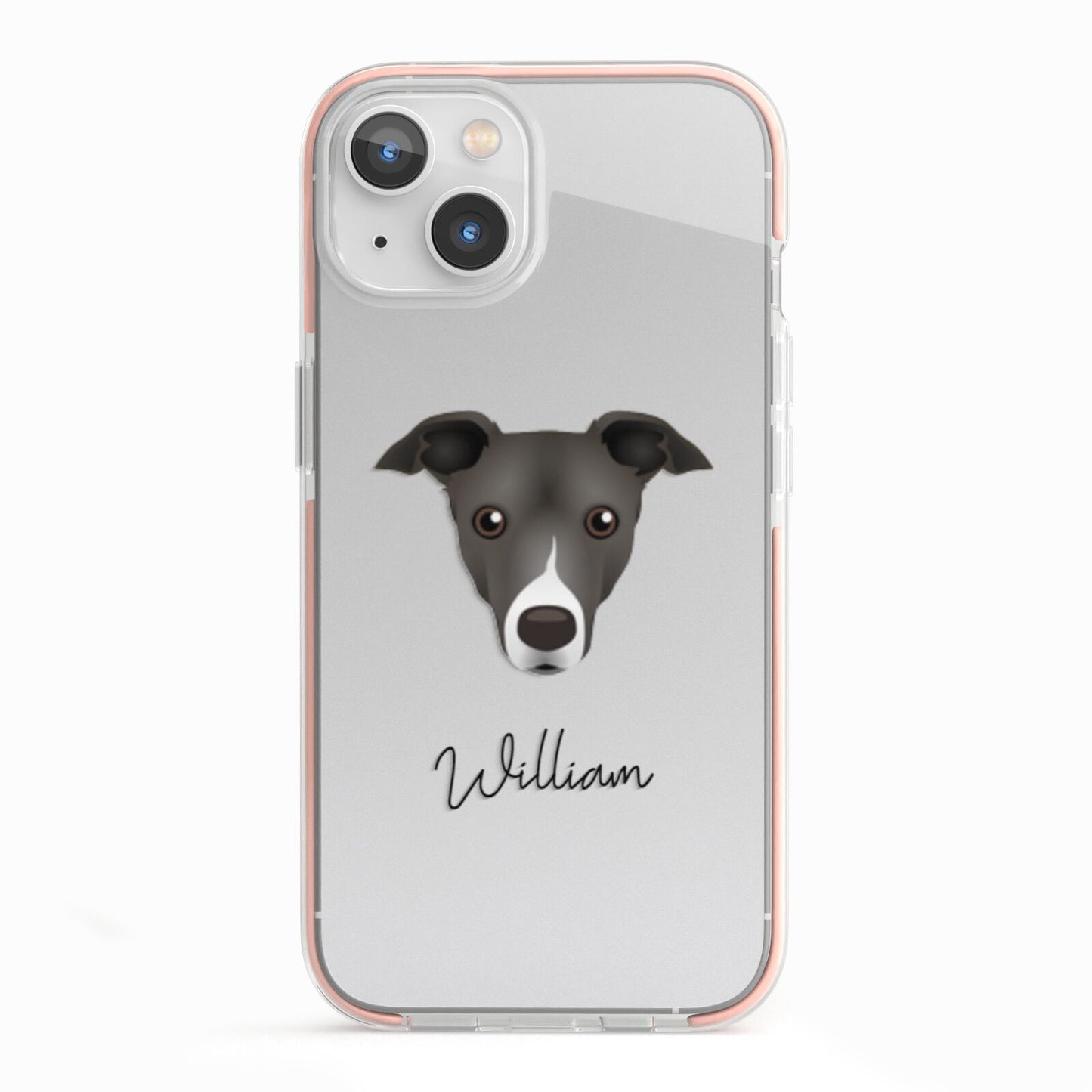 Italian Greyhound Personalised iPhone 13 TPU Impact Case with Pink Edges