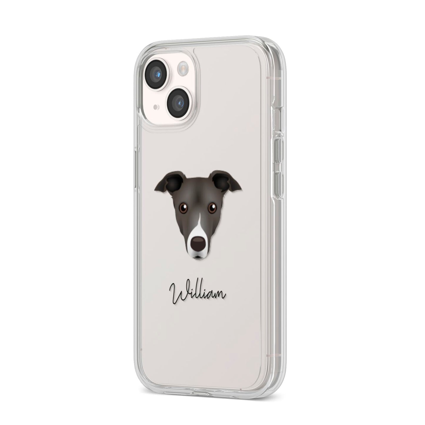 Italian Greyhound Personalised iPhone 14 Clear Tough Case Starlight Angled Image