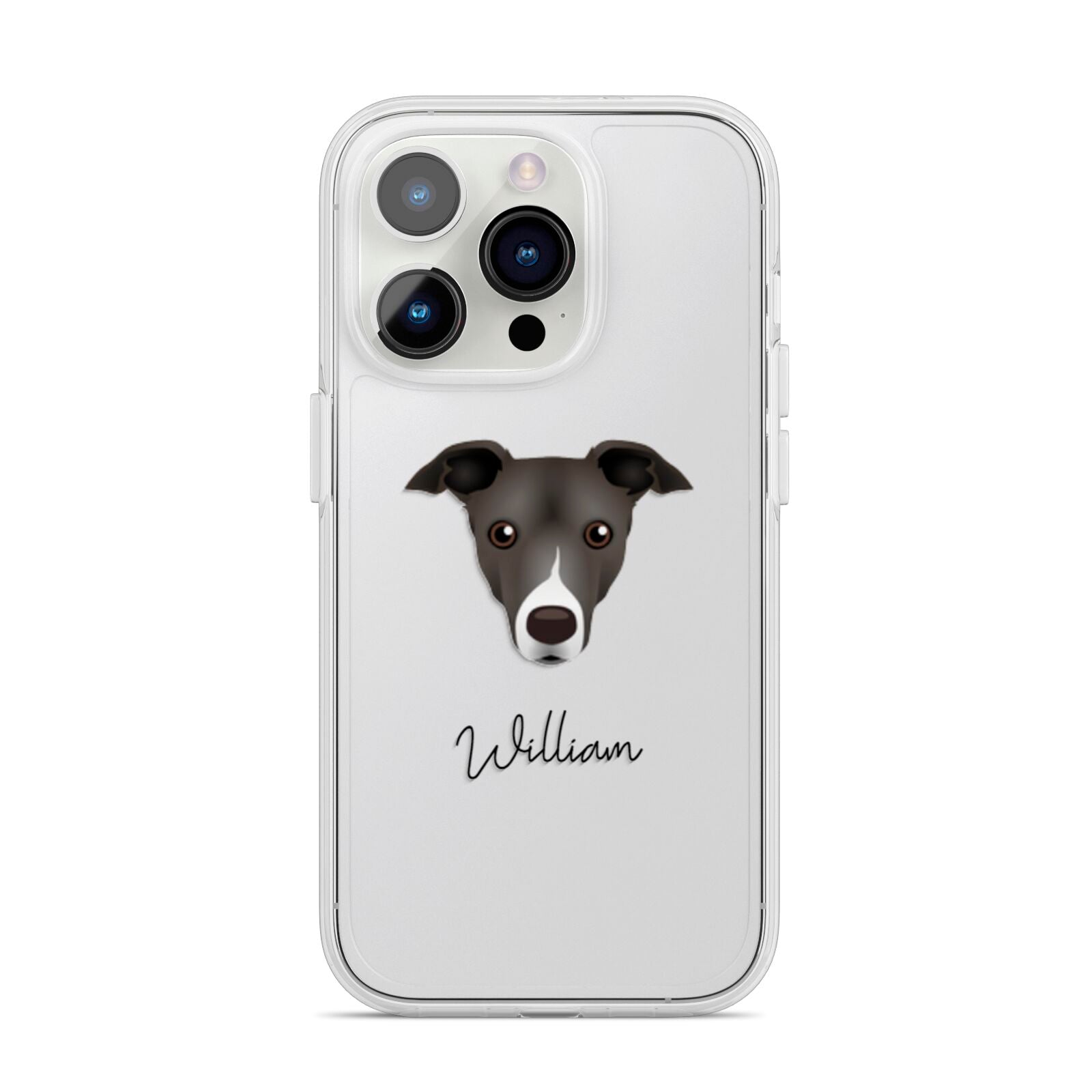 Italian Greyhound Personalised iPhone 14 Pro Clear Tough Case Silver