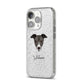 Italian Greyhound Personalised iPhone 14 Pro Glitter Tough Case Silver Angled Image
