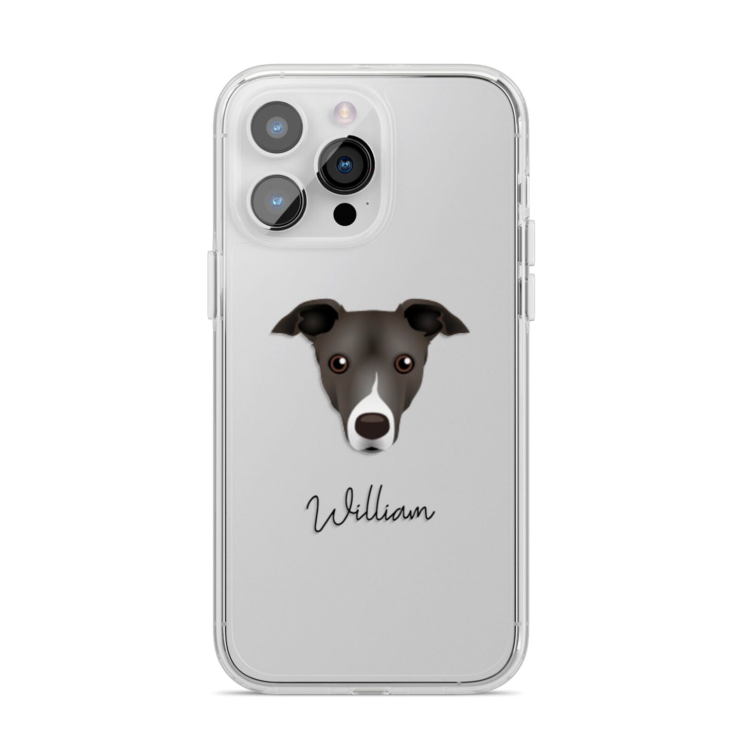 Italian Greyhound Personalised iPhone 14 Pro Max Clear Tough Case Silver
