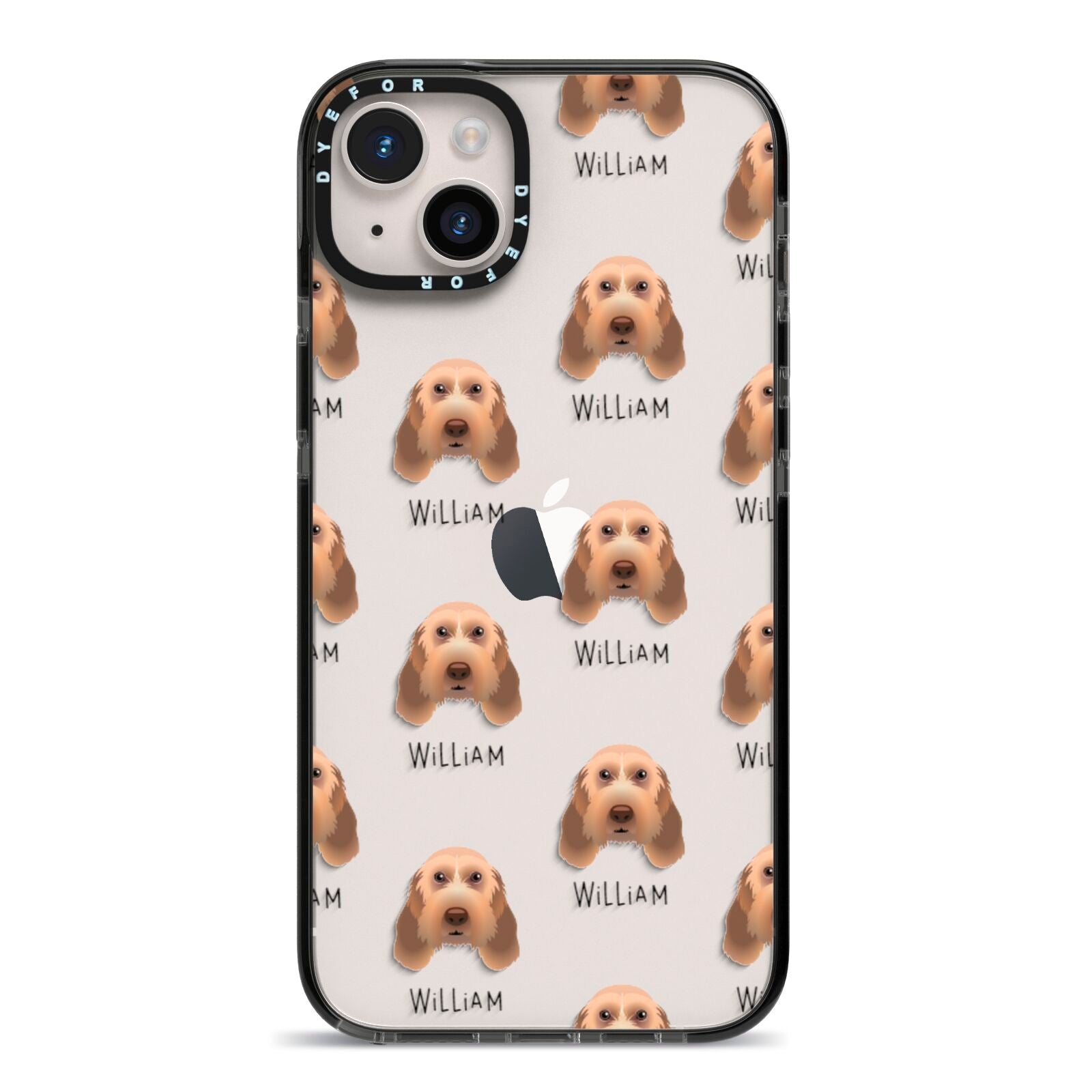 Italian Spinone Icon with Name iPhone 14 Plus Black Impact Case on Silver phone