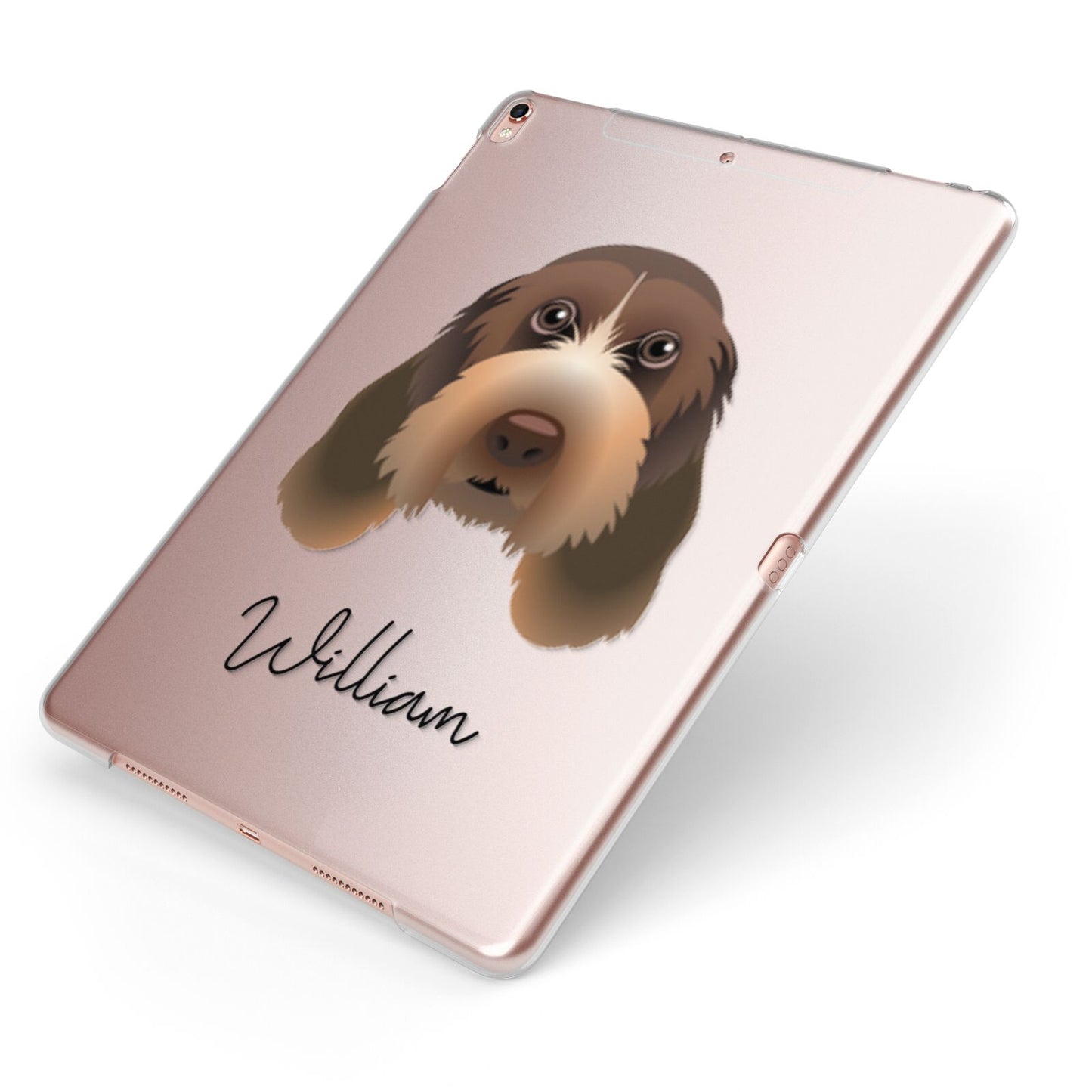Italian Spinone Personalised Apple iPad Case on Rose Gold iPad Side View