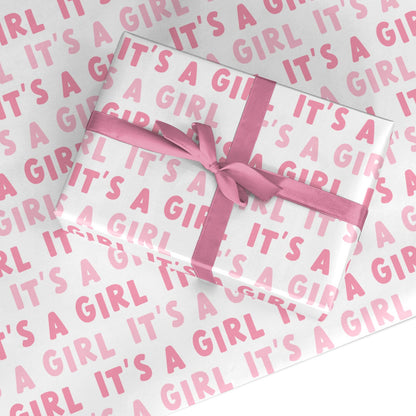Its a Girl Baby Shower Custom Wrapping Paper