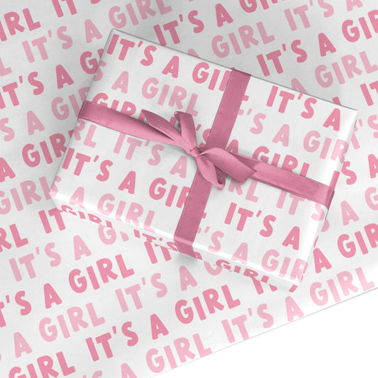Its a Girl Baby Shower Custom Wrapping Paper
