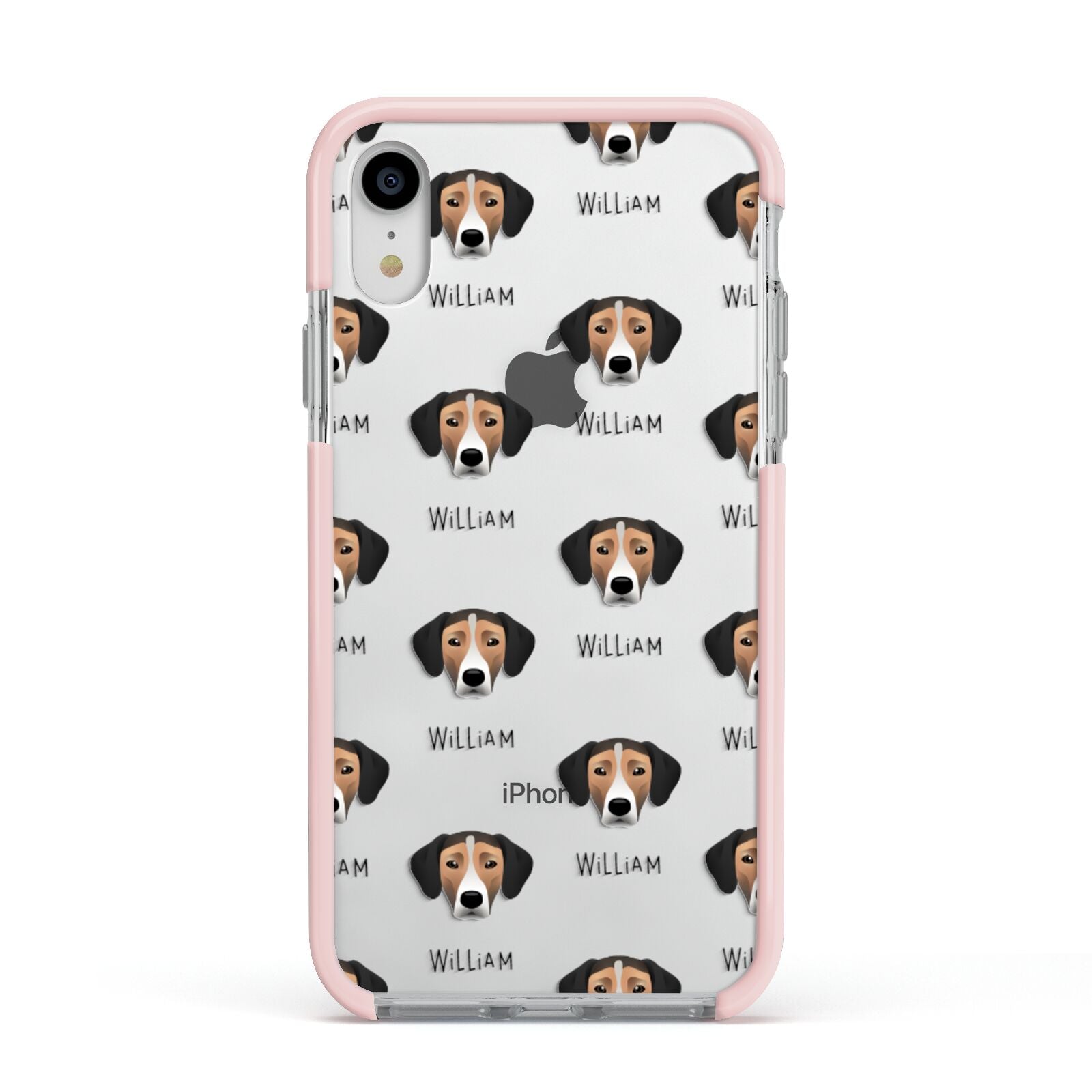 Jack A Bee Icon with Name Apple iPhone XR Impact Case Pink Edge on Silver Phone