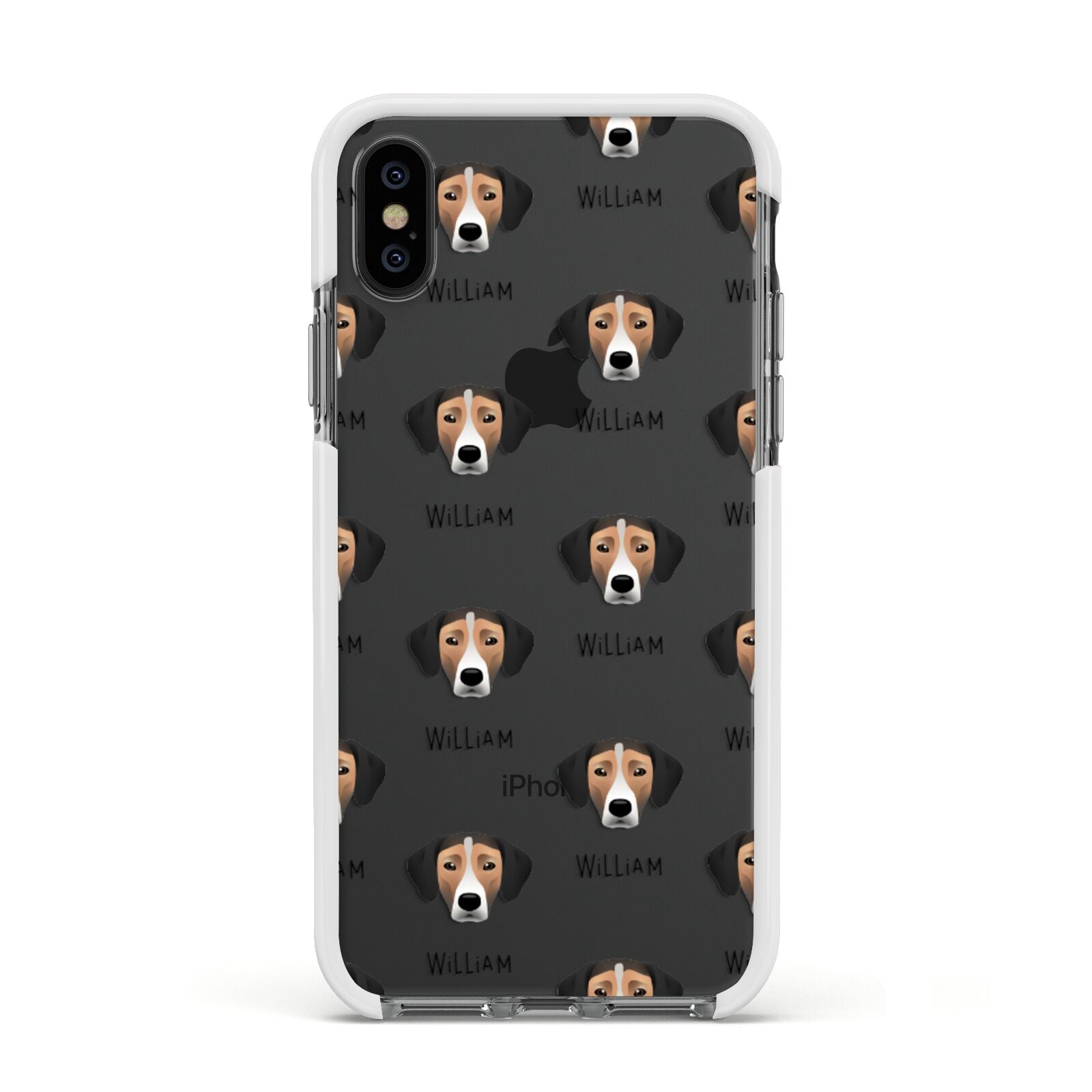 Jack A Bee Icon with Name Apple iPhone Xs Impact Case White Edge on Black Phone