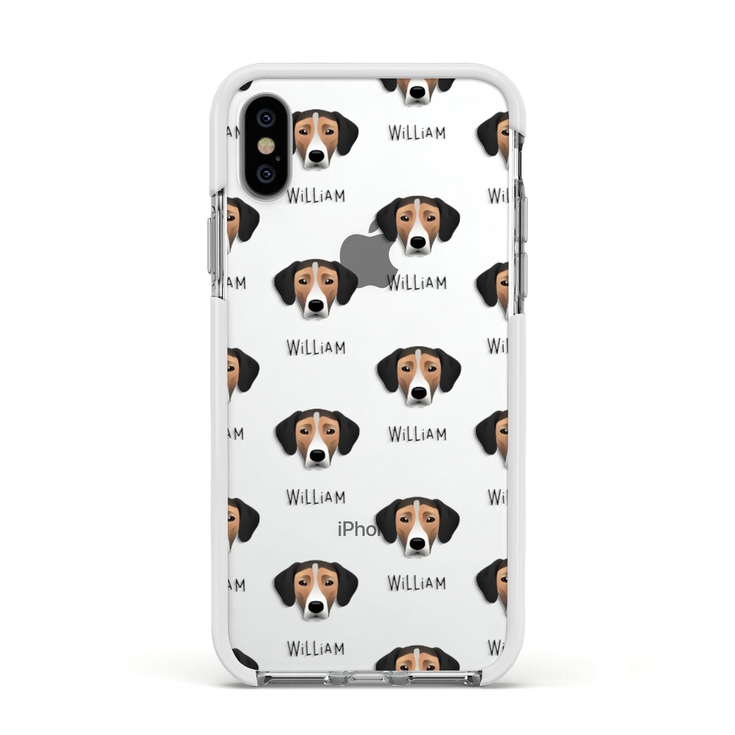 Jack A Bee Icon with Name Apple iPhone Xs Impact Case White Edge on Silver Phone