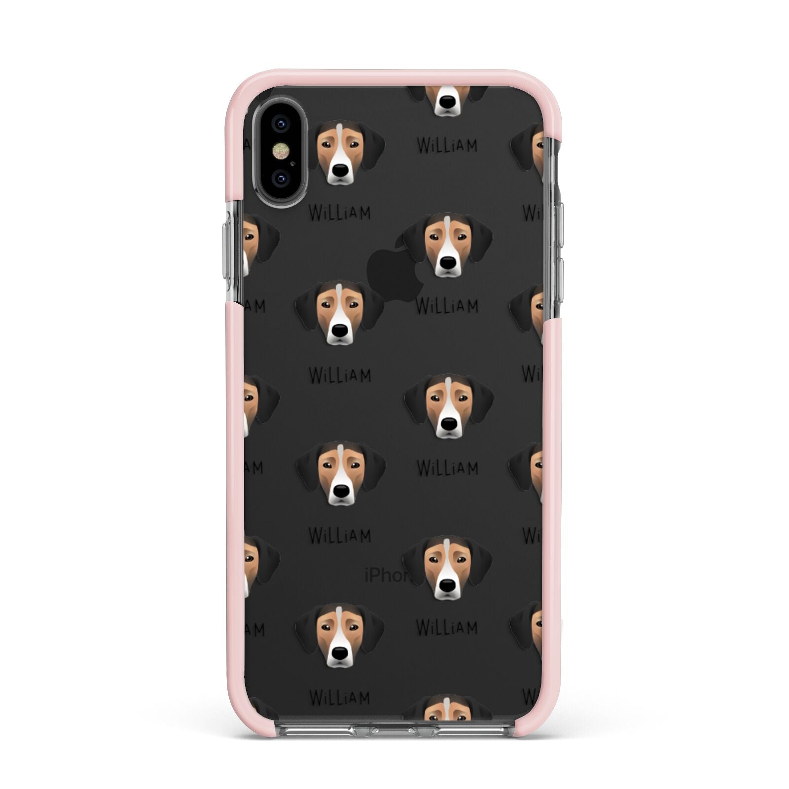 Jack A Bee Icon with Name Apple iPhone Xs Max Impact Case Pink Edge on Black Phone