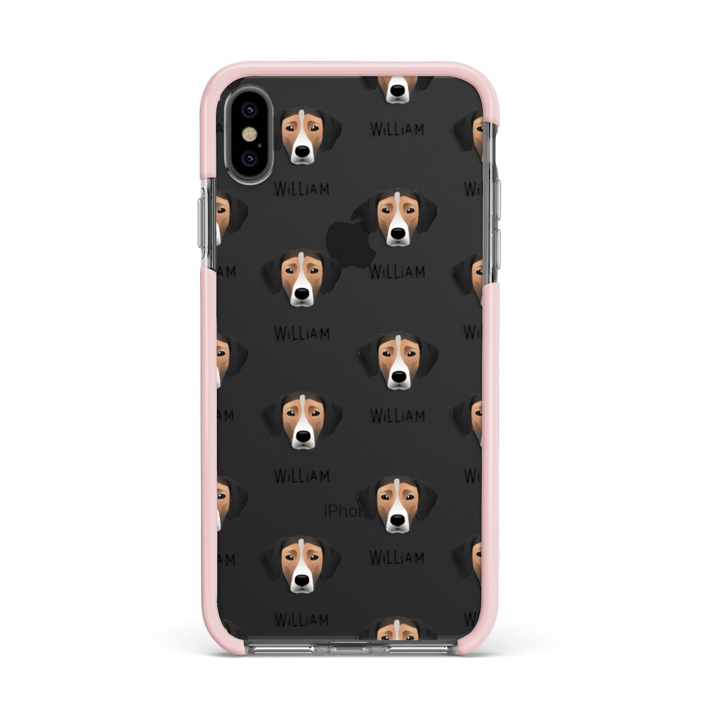 Jack A Bee Icon with Name Apple iPhone Xs Max Impact Case Pink Edge on Black Phone