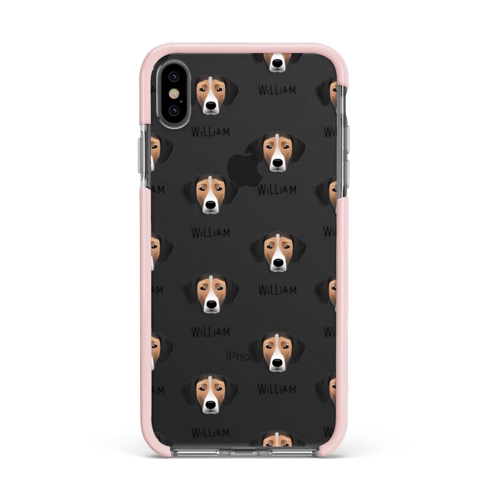 Jack A Bee Icon with Name Apple iPhone Xs Max Impact Case Pink Edge on Black Phone