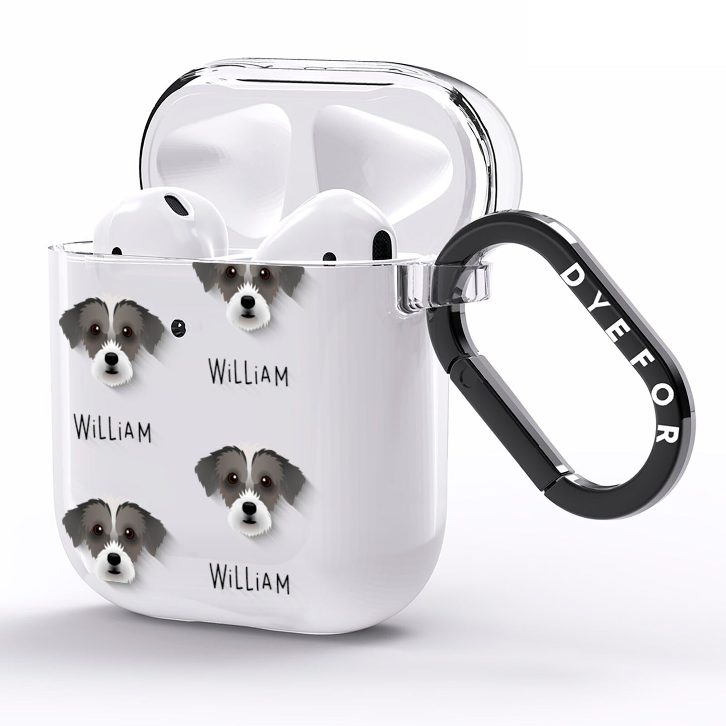 Jack A Poo Icon with Name AirPods Clear Case Side Image