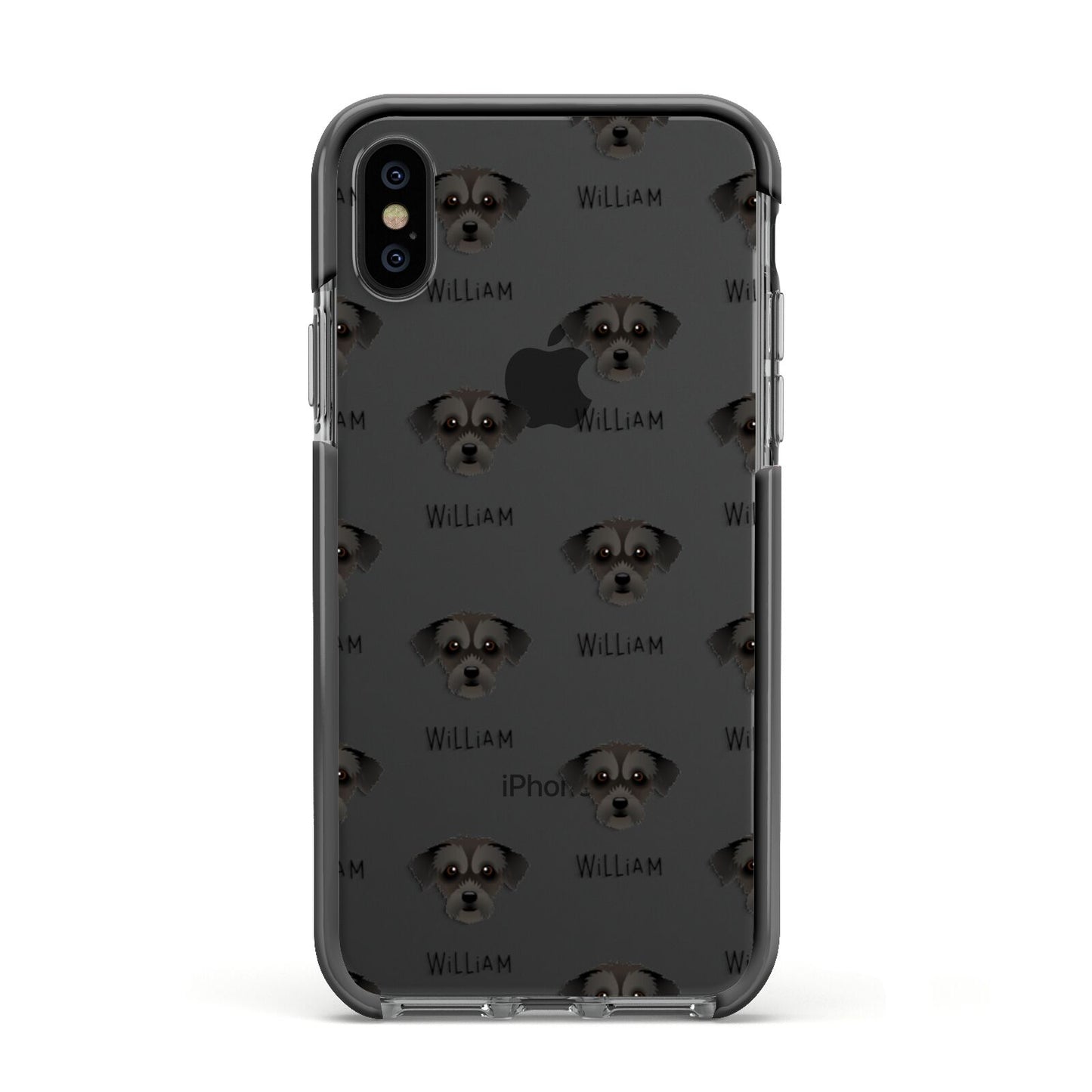 Jack A Poo Icon with Name Apple iPhone Xs Impact Case Black Edge on Black Phone