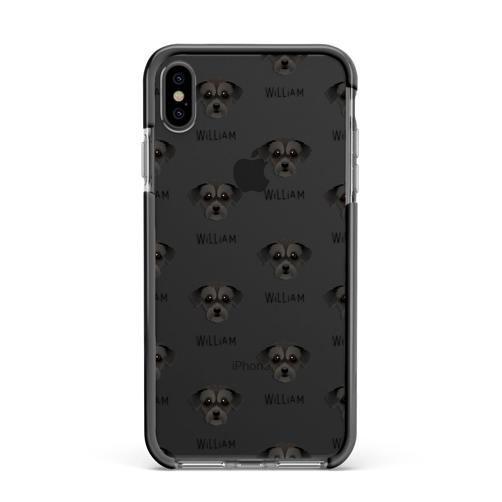 Jack A Poo Icon with Name Apple iPhone Xs Max Impact Case Black Edge on Black Phone