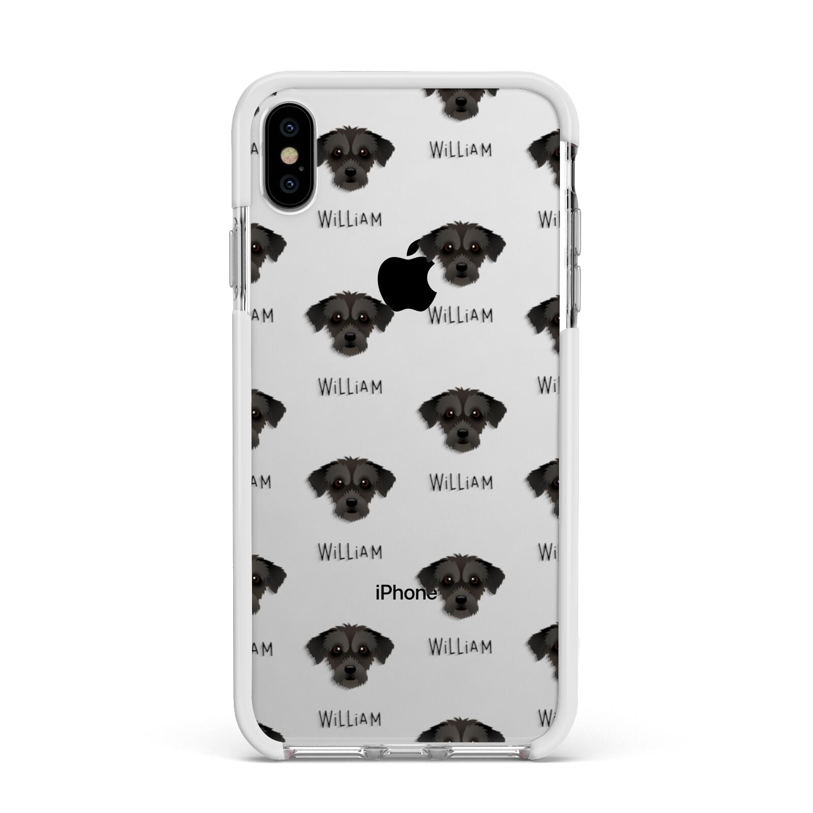 Jack A Poo Icon with Name Apple iPhone Xs Max Impact Case White Edge on Silver Phone
