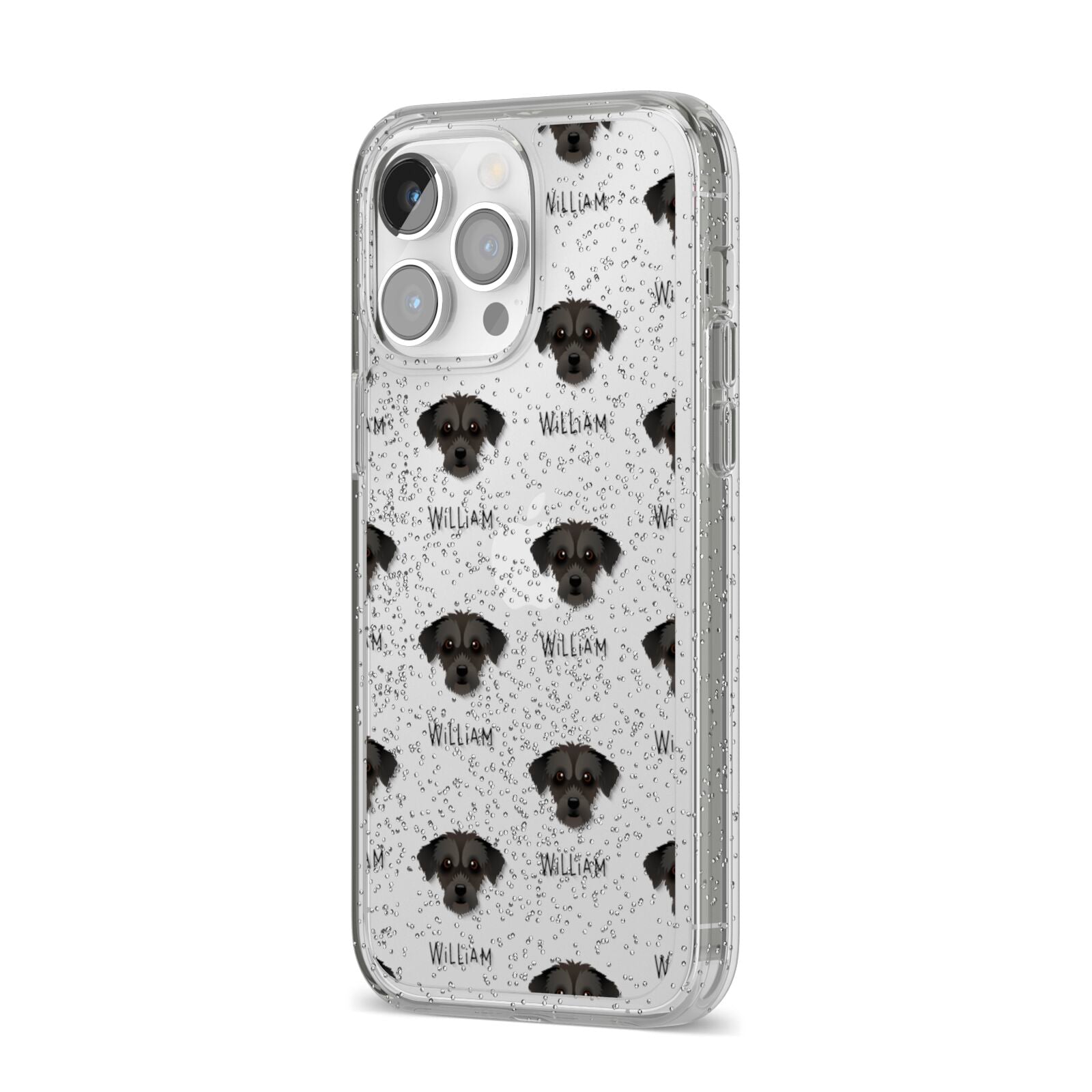 Jack A Poo Icon with Name iPhone 14 Pro Max Glitter Tough Case Silver Angled Image