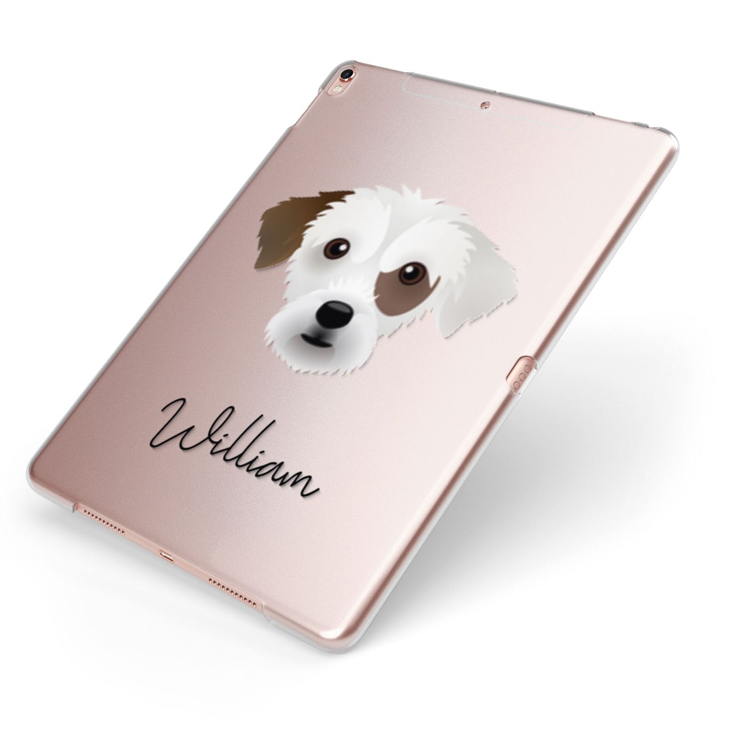 Jack A Poo Personalised Apple iPad Case on Rose Gold iPad Side View