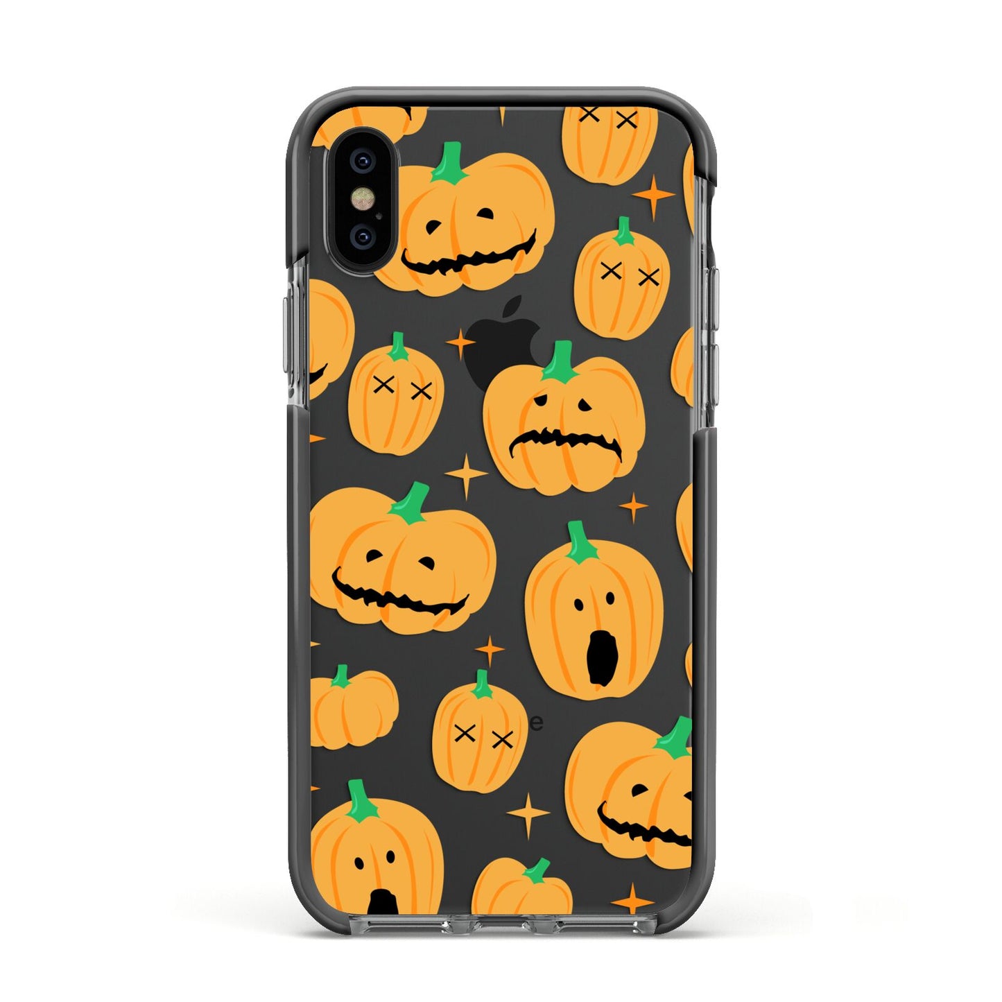 Jack O Lanterns with Transparent Background Apple iPhone Xs Impact Case Black Edge on Black Phone