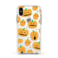 Jack O Lanterns with Transparent Background Apple iPhone Xs Impact Case White Edge on Silver Phone