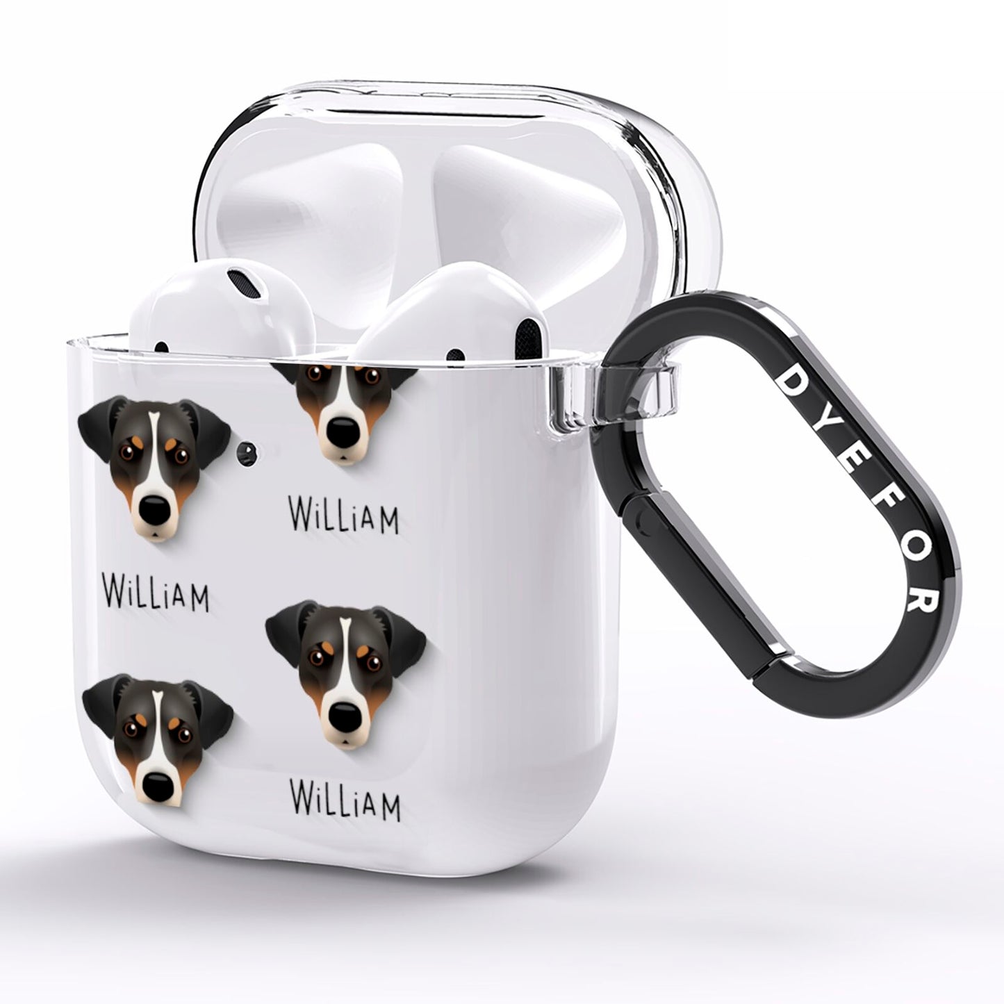 Jack Russell Terrier Icon with Name AirPods Clear Case Side Image