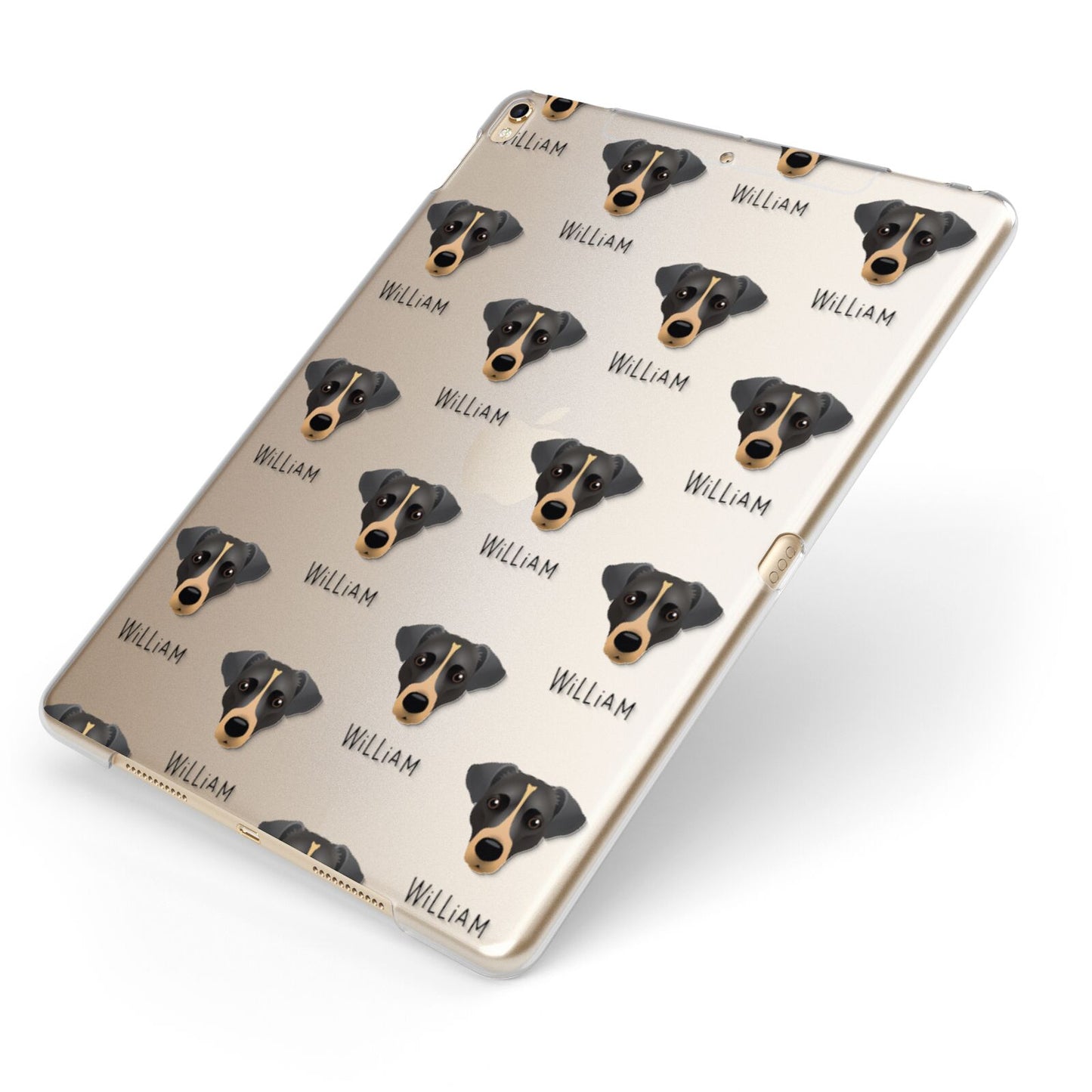 Jack Russell Terrier Icon with Name Apple iPad Case on Gold iPad Side View