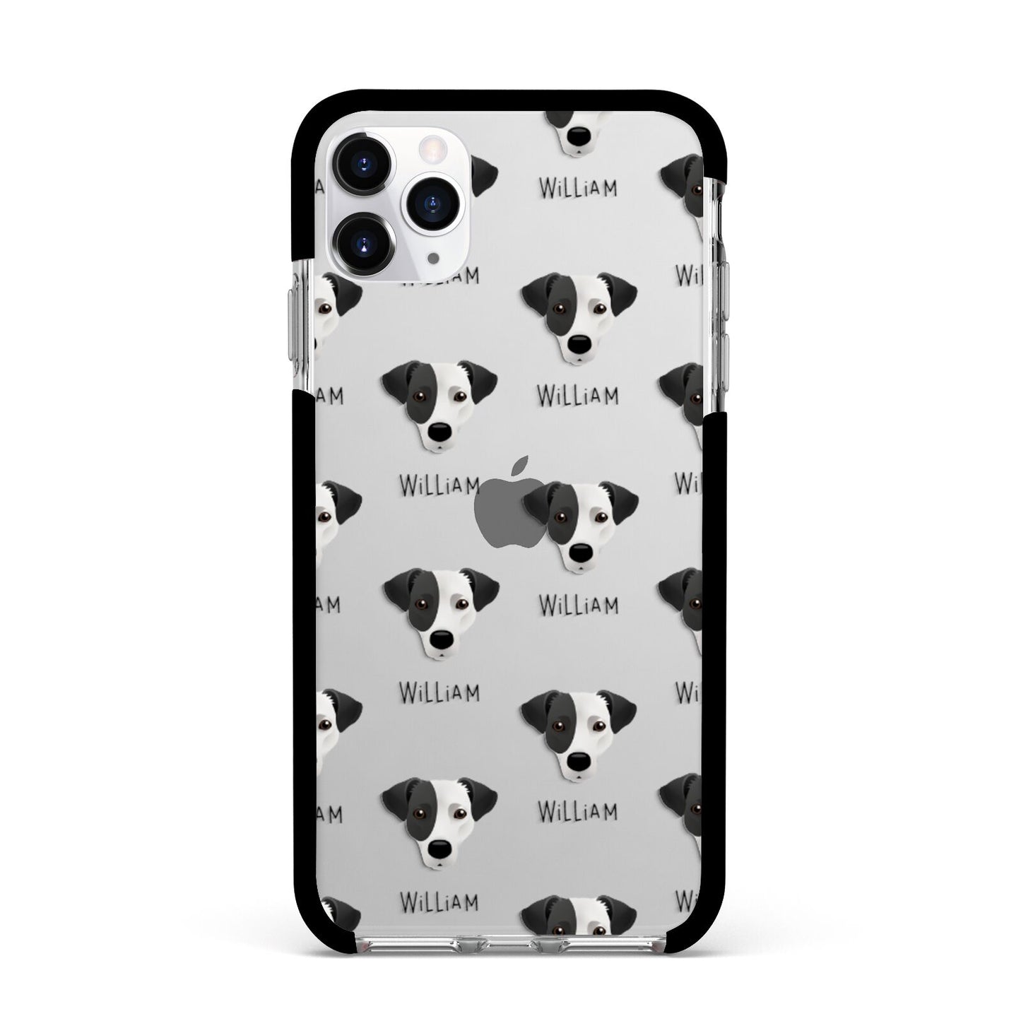 Jack Russell Terrier Icon with Name Apple iPhone 11 Pro Max in Silver with Black Impact Case