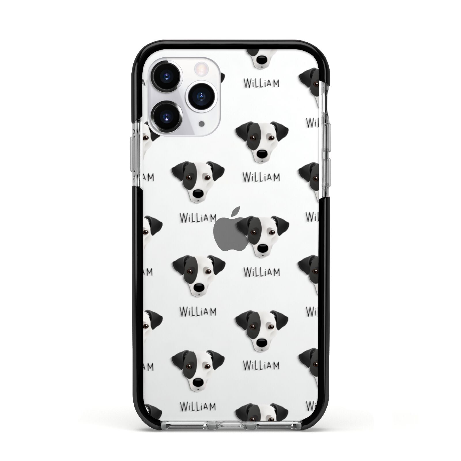 Jack Russell Terrier Icon with Name Apple iPhone 11 Pro in Silver with Black Impact Case