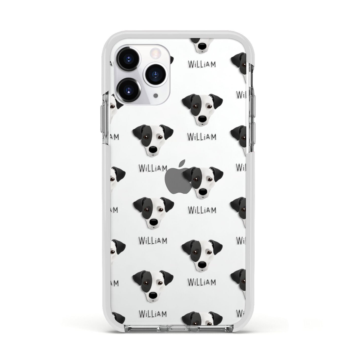 Jack Russell Terrier Icon with Name Apple iPhone 11 Pro in Silver with White Impact Case