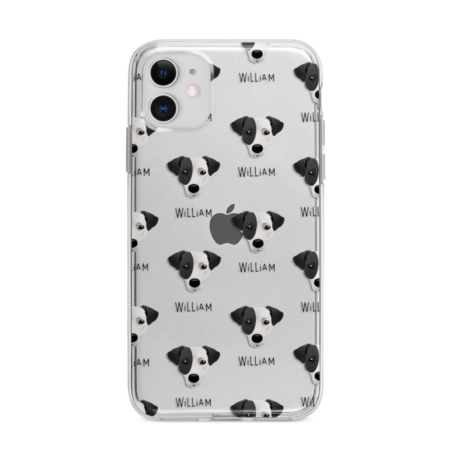 Jack Russell Terrier Icon with Name Apple iPhone 11 in White with Bumper Case