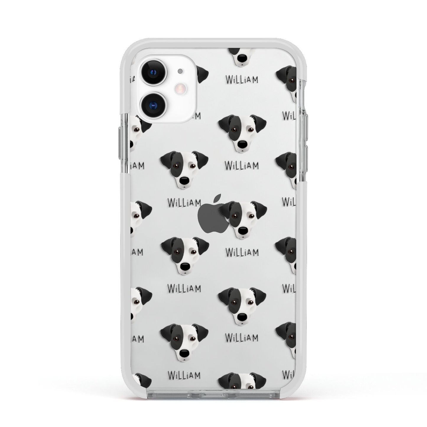 Jack Russell Terrier Icon with Name Apple iPhone 11 in White with White Impact Case