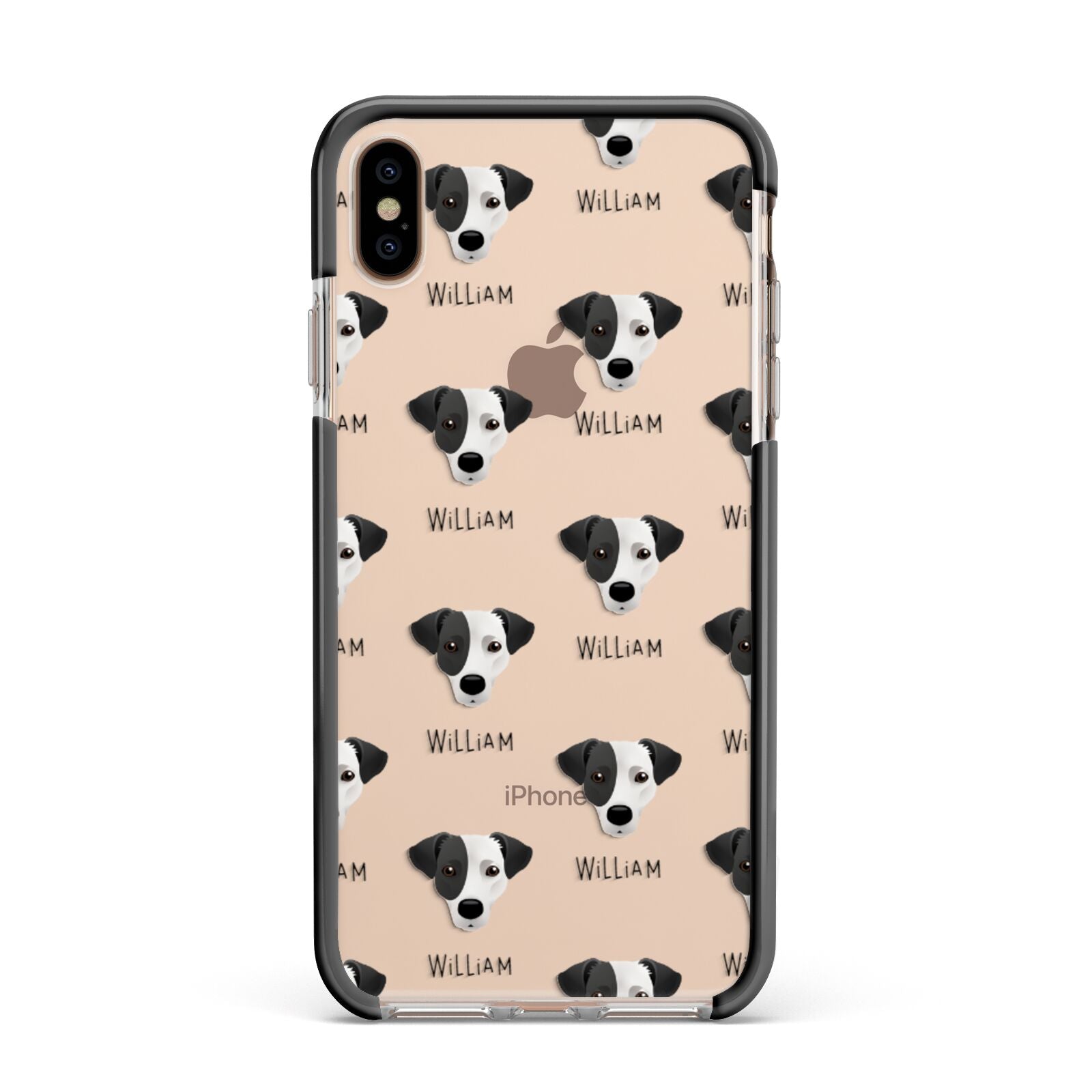 Jack Russell Terrier Icon with Name Apple iPhone Xs Max Impact Case Black Edge on Gold Phone