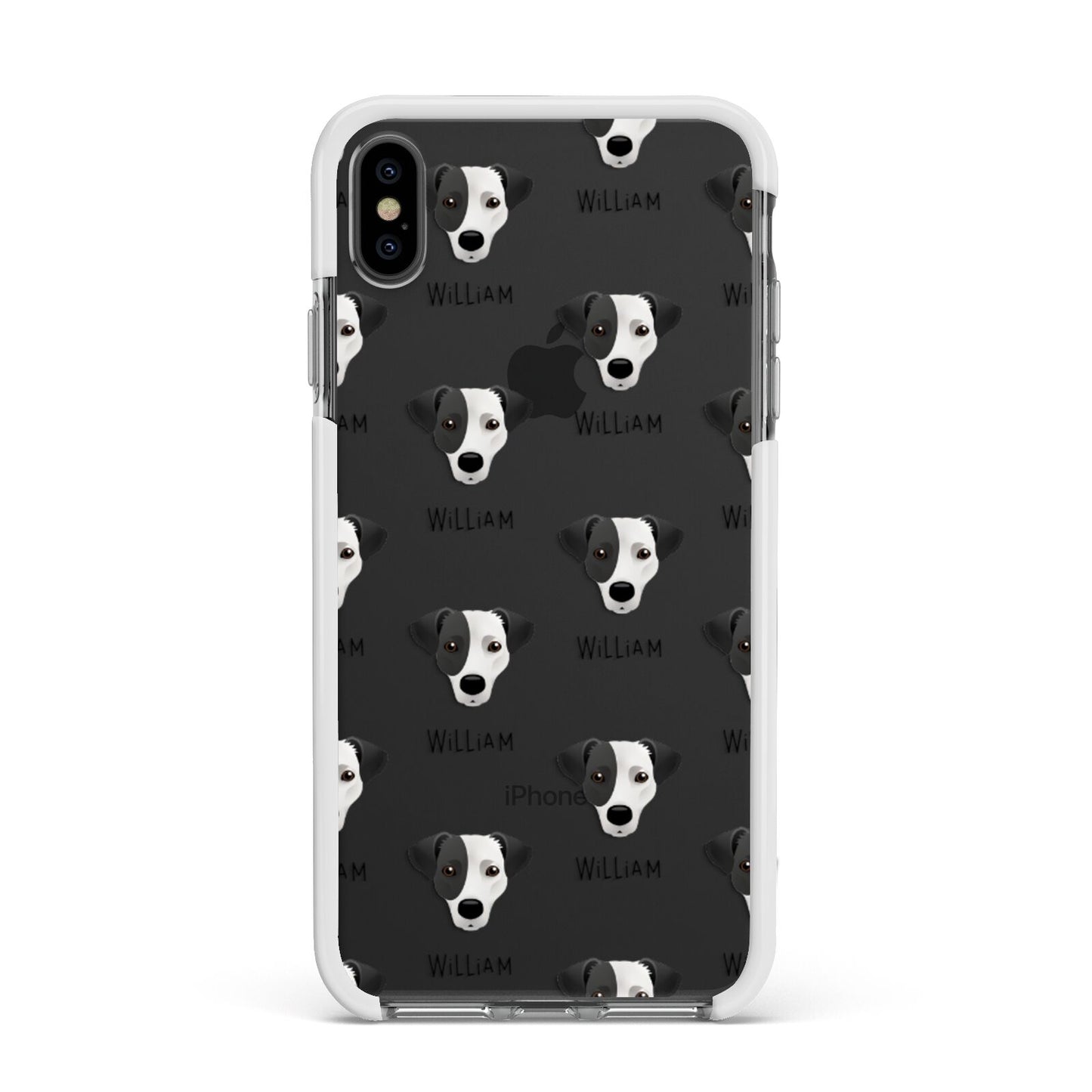 Jack Russell Terrier Icon with Name Apple iPhone Xs Max Impact Case White Edge on Black Phone