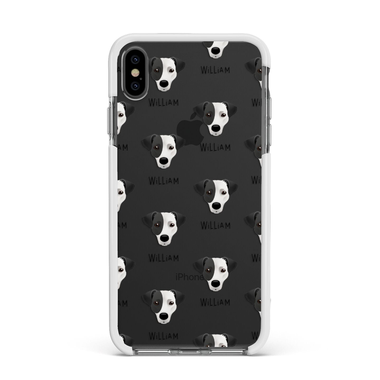 Jack Russell Terrier Icon with Name Apple iPhone Xs Max Impact Case White Edge on Black Phone