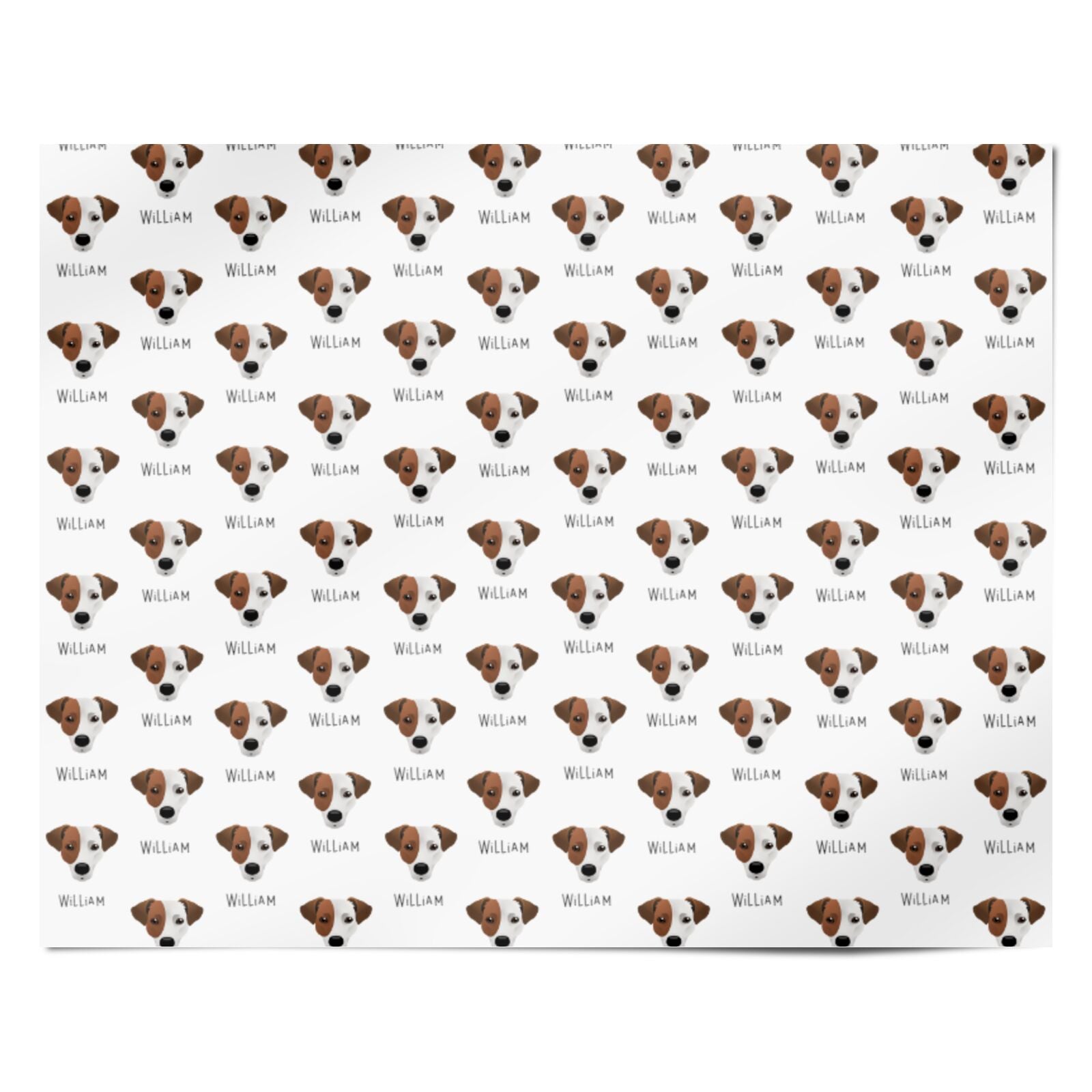Jack Russell Terrier Icon with Name Personalised Wrapping Paper Alternative