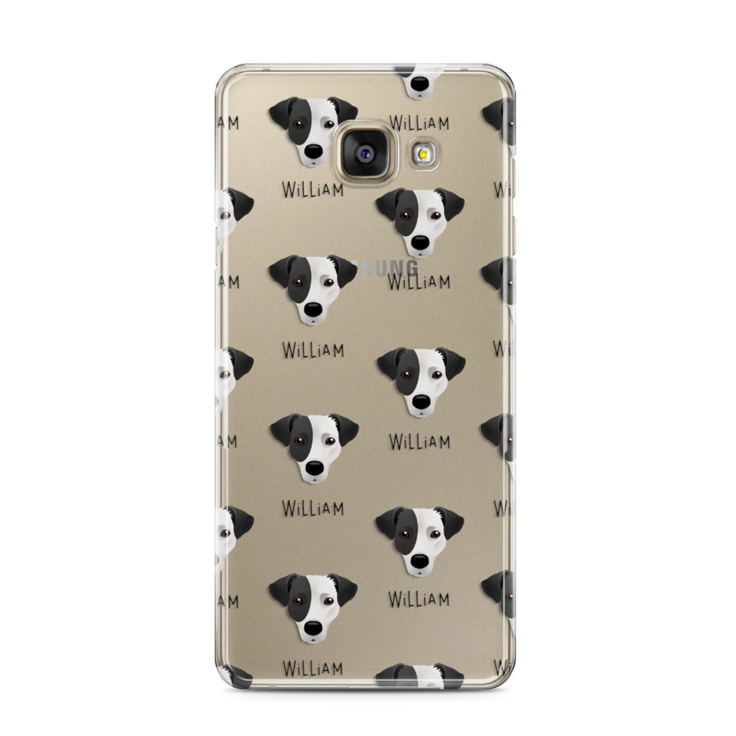 Jack Russell Terrier Icon with Name Samsung Galaxy A3 2016 Case on gold phone