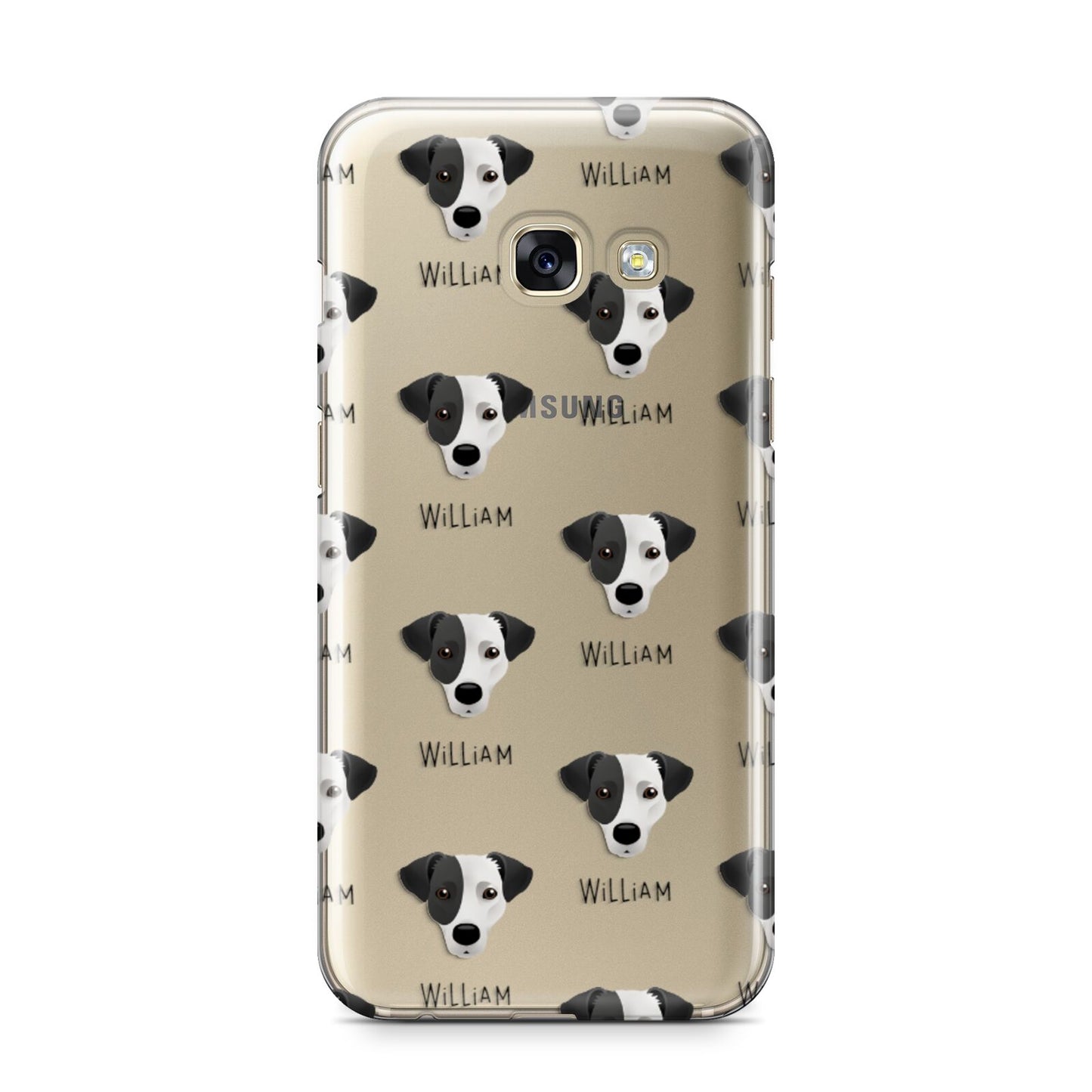 Jack Russell Terrier Icon with Name Samsung Galaxy A3 2017 Case on gold phone