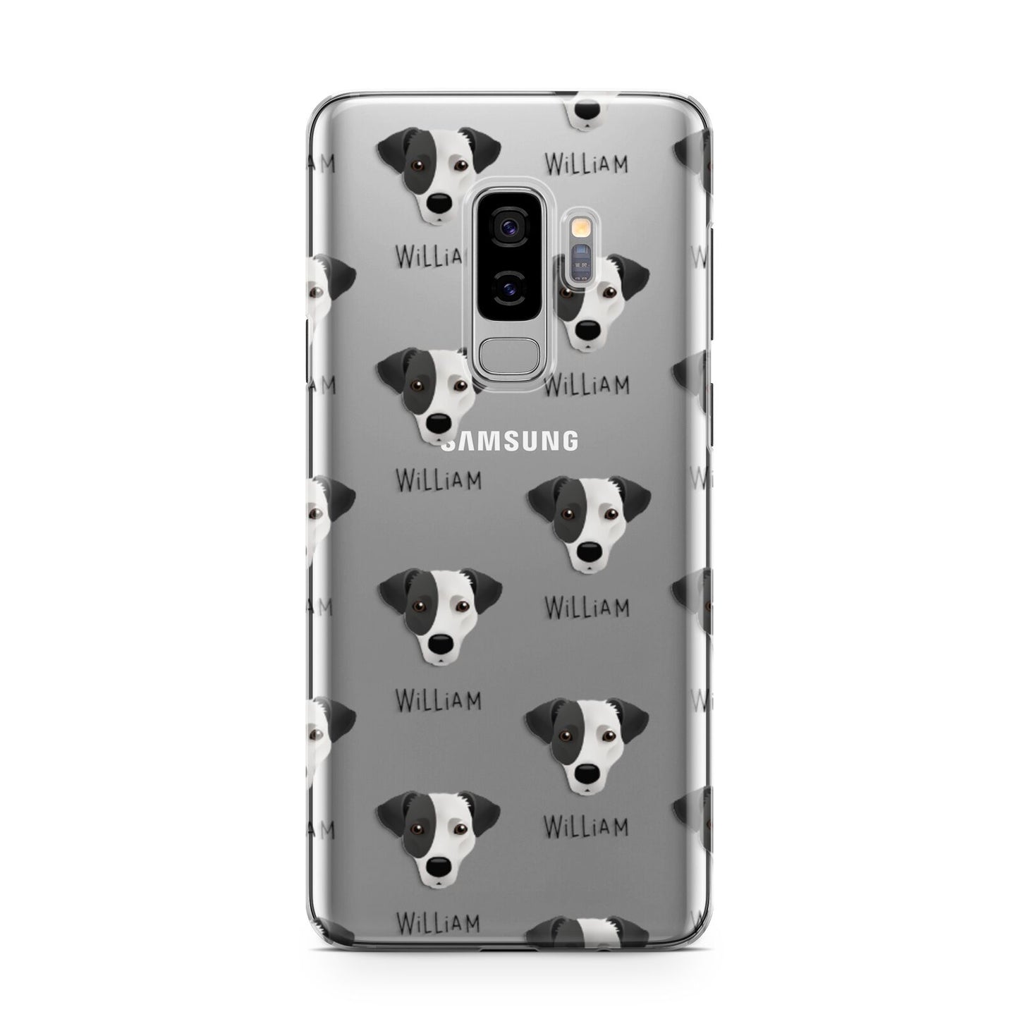 Jack Russell Terrier Icon with Name Samsung Galaxy S9 Plus Case on Silver phone
