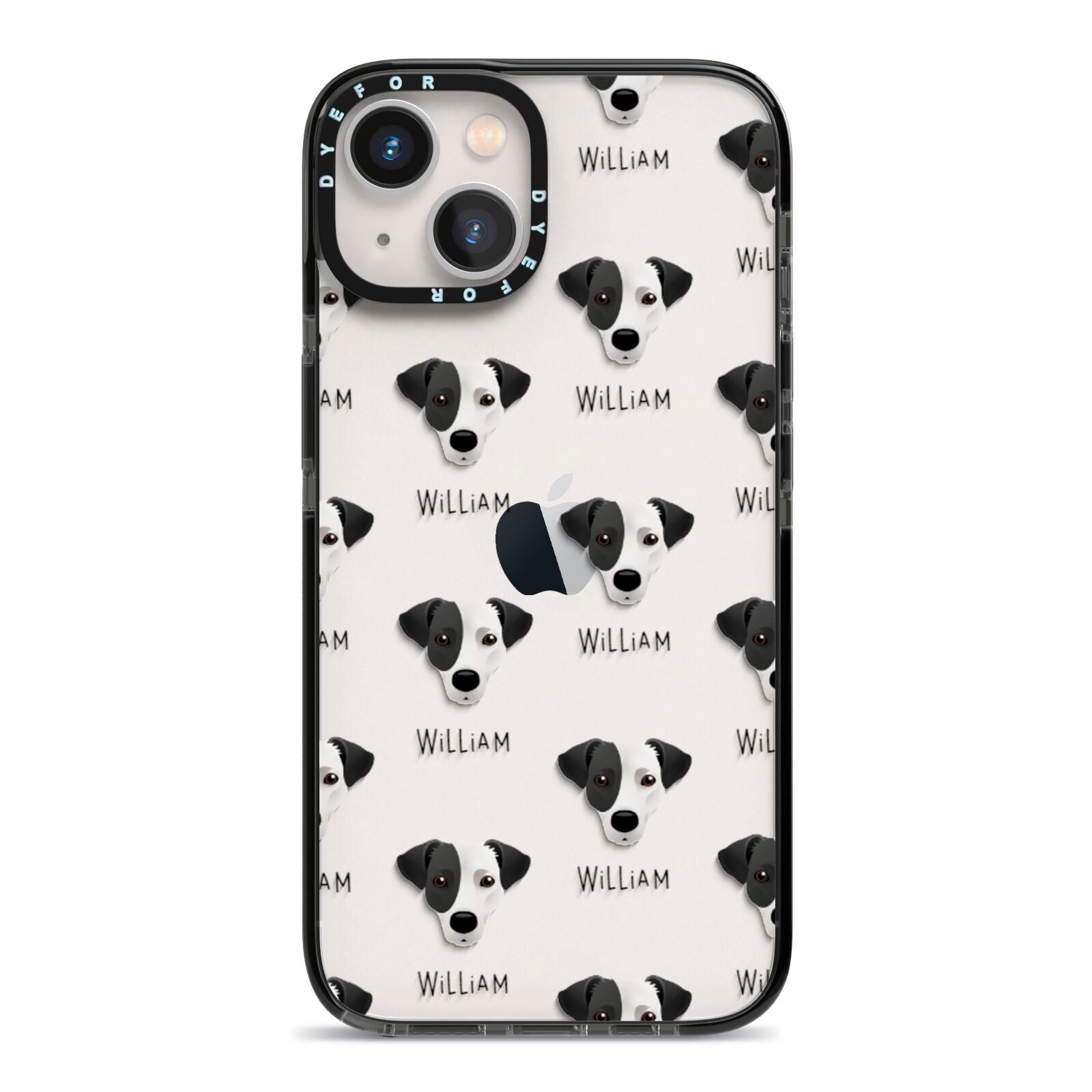 Jack Russell Terrier Icon with Name iPhone 13 Black Impact Case on Silver phone
