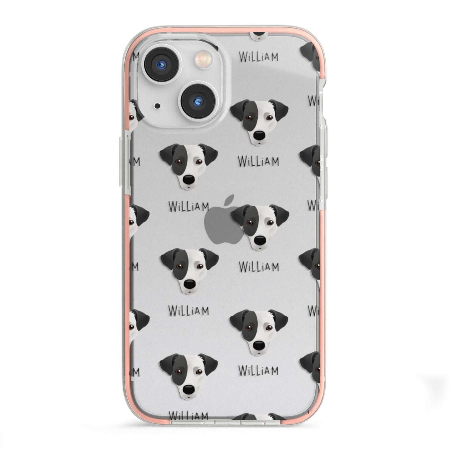 Jack Russell Terrier Icon with Name iPhone 13 Mini TPU Impact Case with Pink Edges