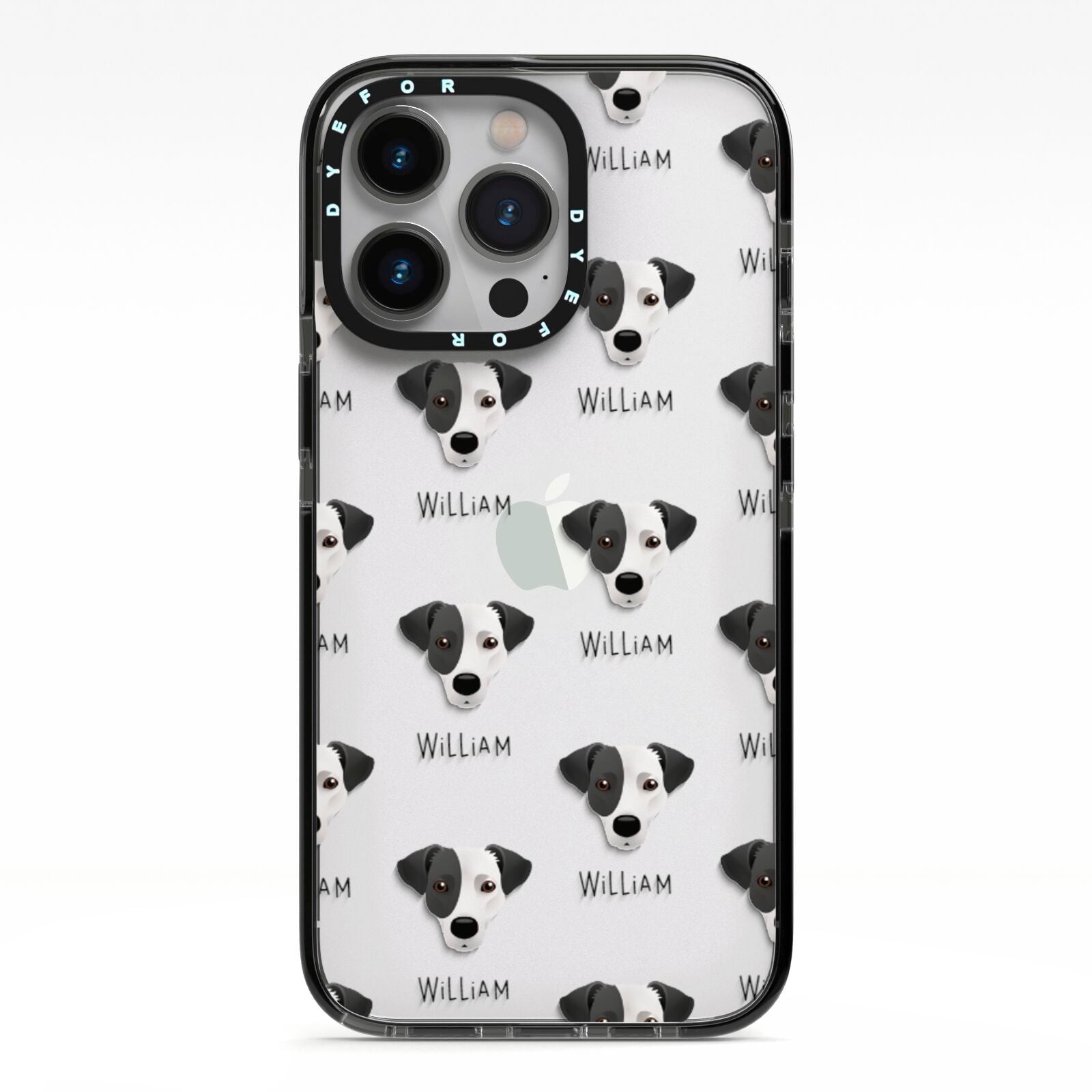 Jack Russell Terrier Icon with Name iPhone 13 Pro Black Impact Case on Silver phone