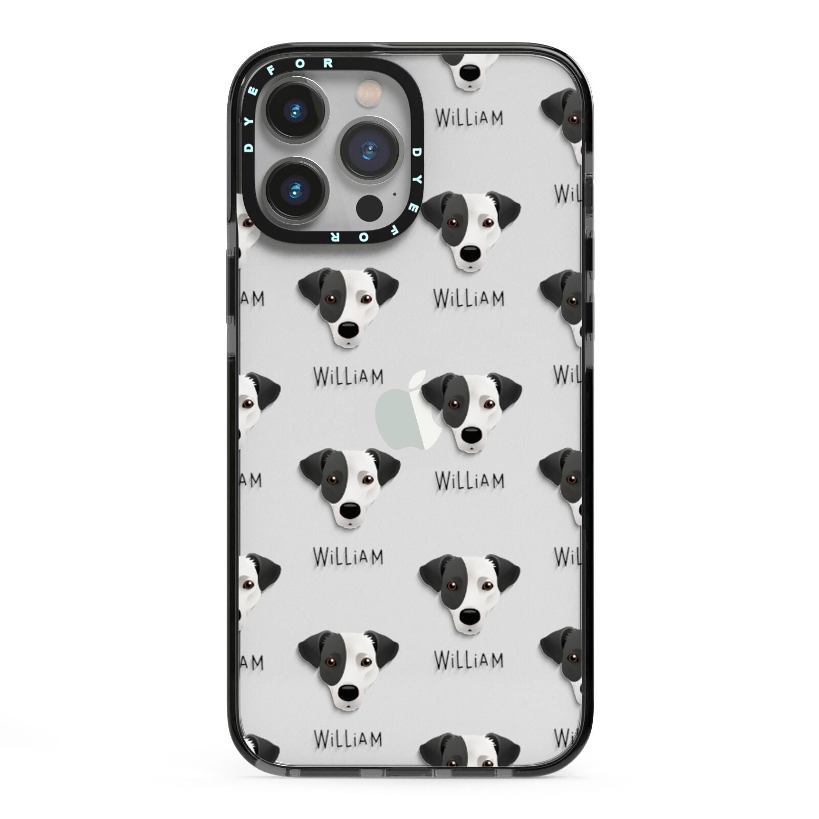 Jack Russell Terrier Icon with Name iPhone 13 Pro Max Black Impact Case on Silver phone
